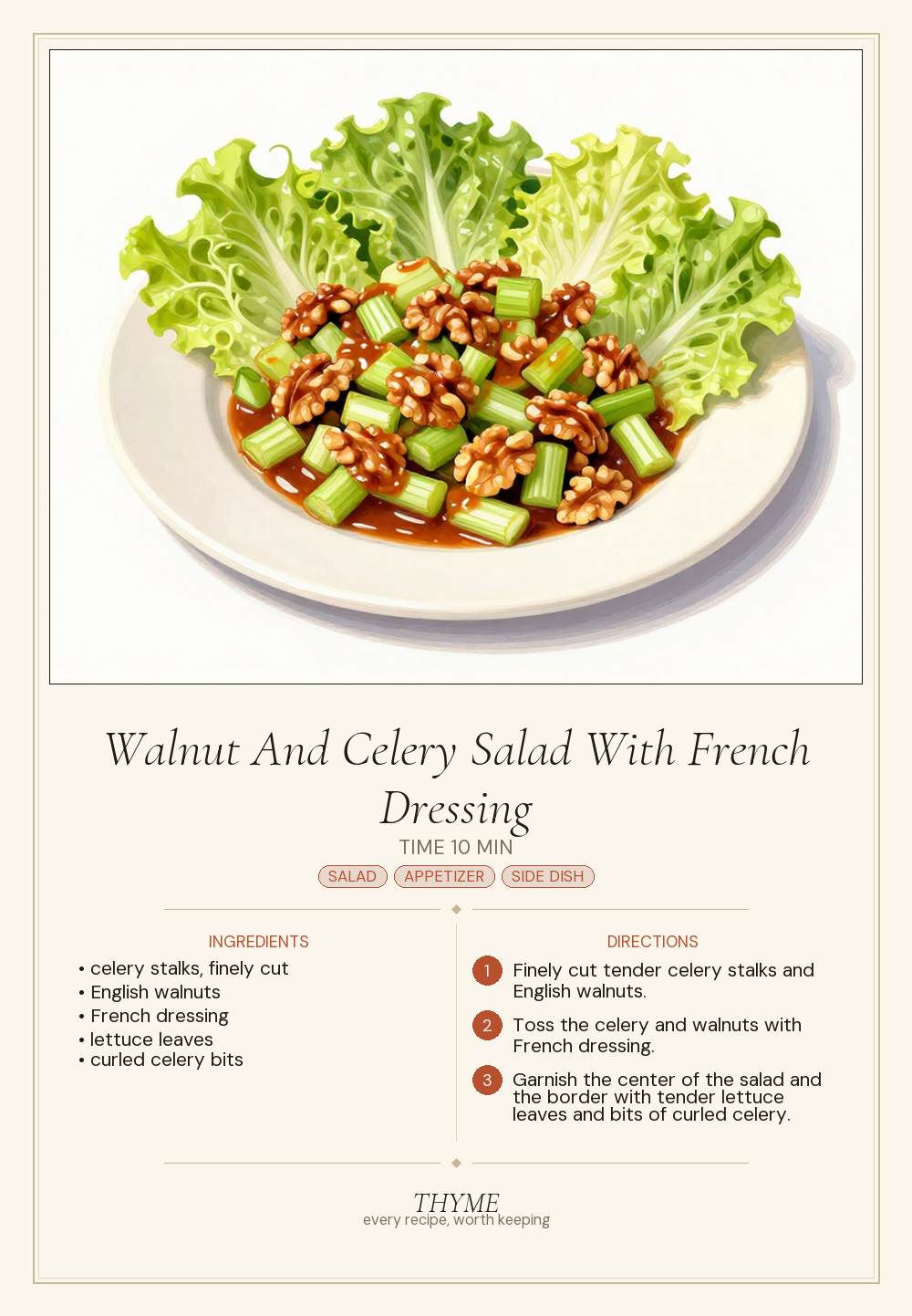 Walnut And Celery Salad With French Dressing