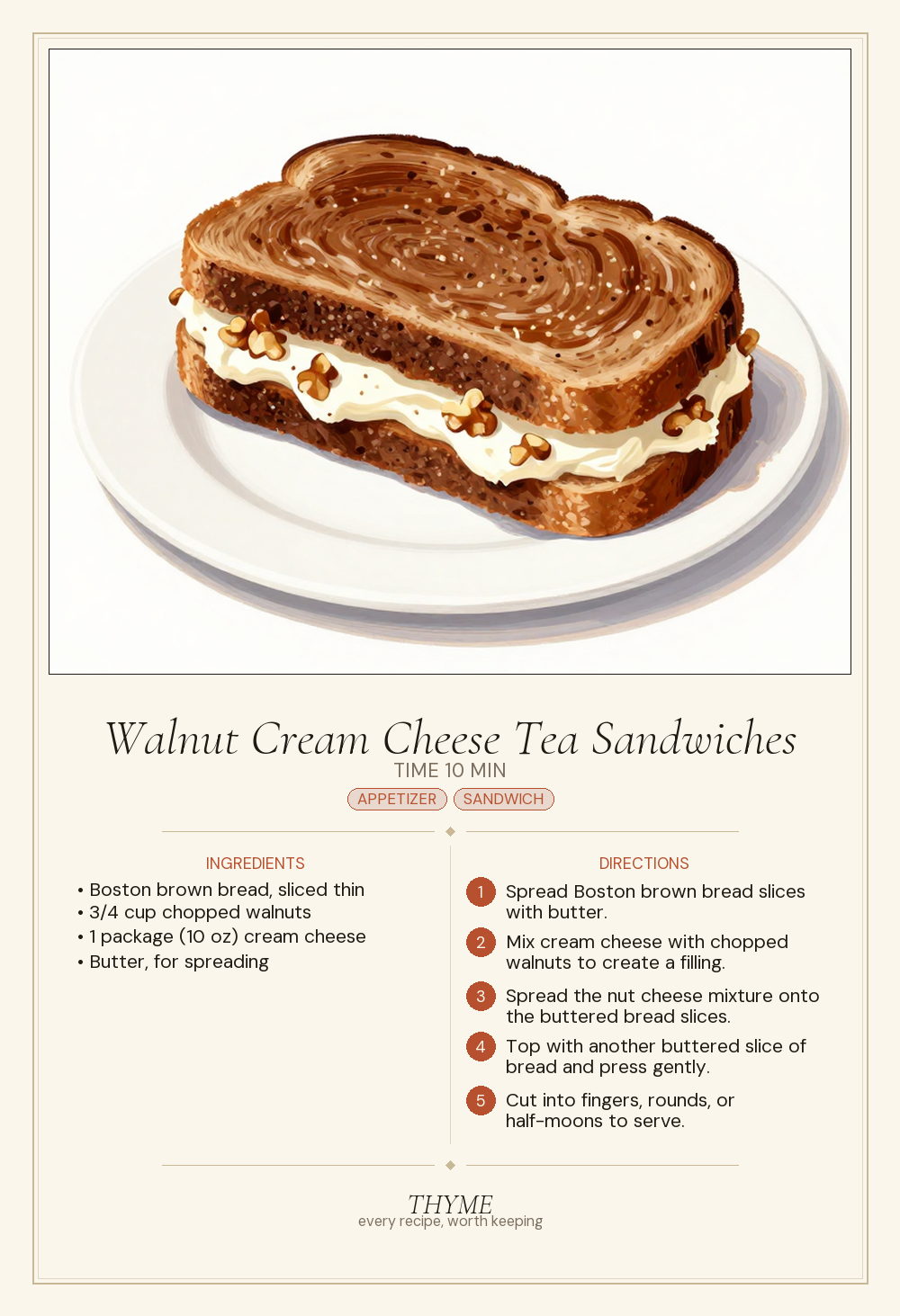 Walnut Cream Cheese Tea Sandwiches