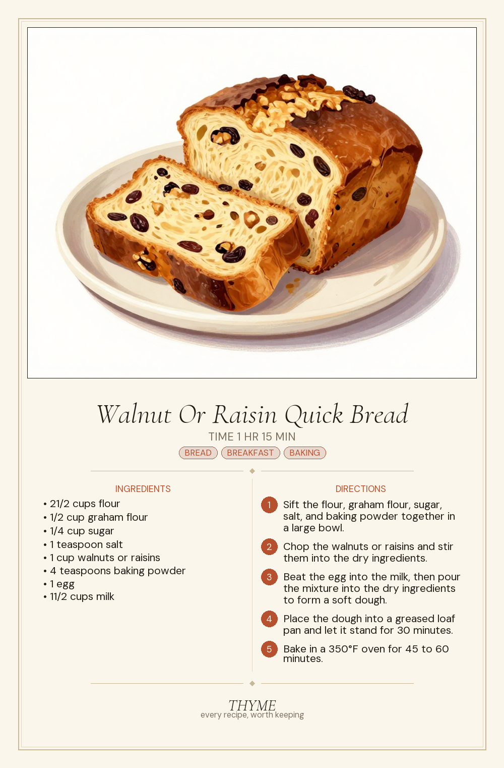 Walnut Or Raisin Quick Bread
