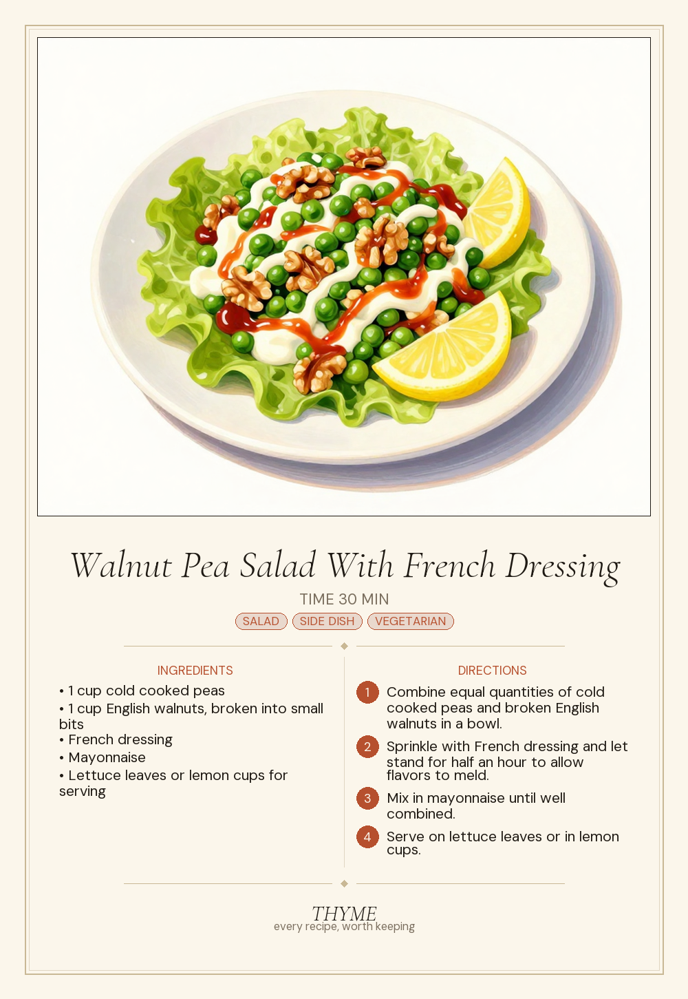 Walnut Pea Salad With French Dressing
