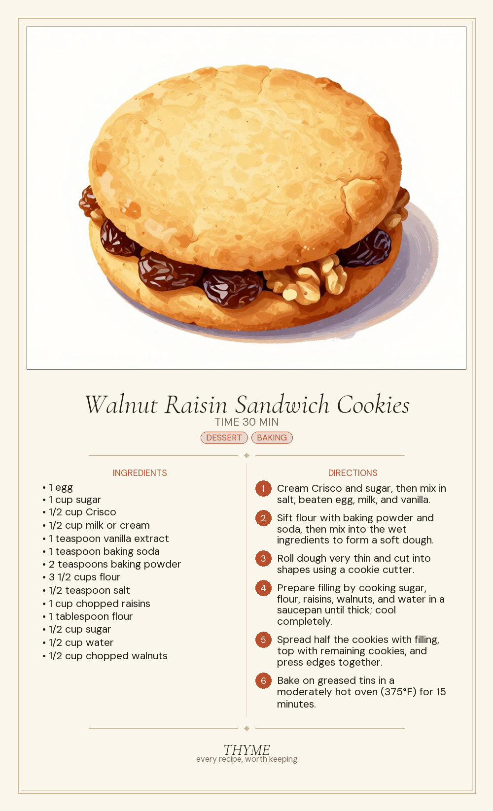 Walnut Raisin Sandwich Cookies
