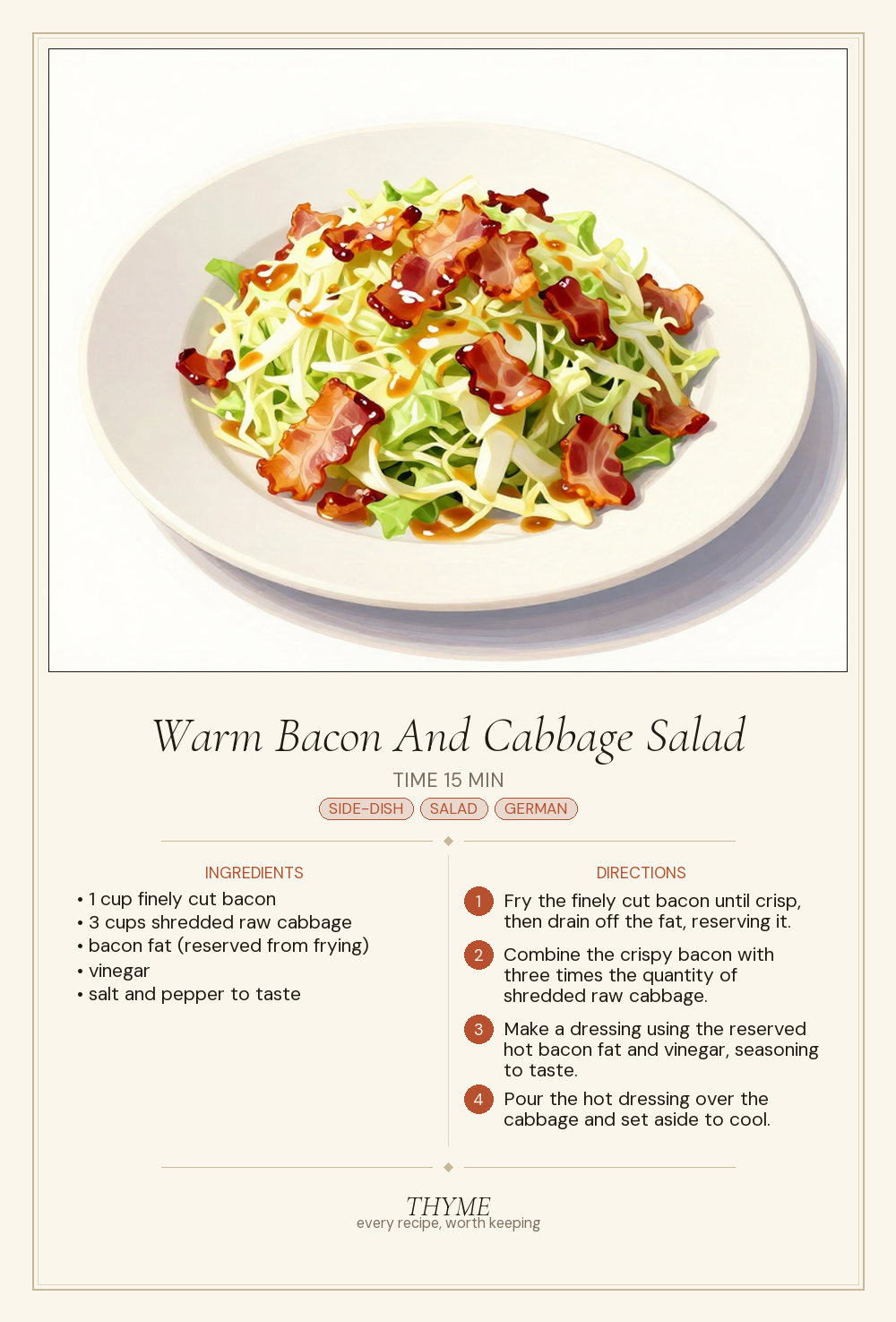 Warm Bacon And Cabbage Salad