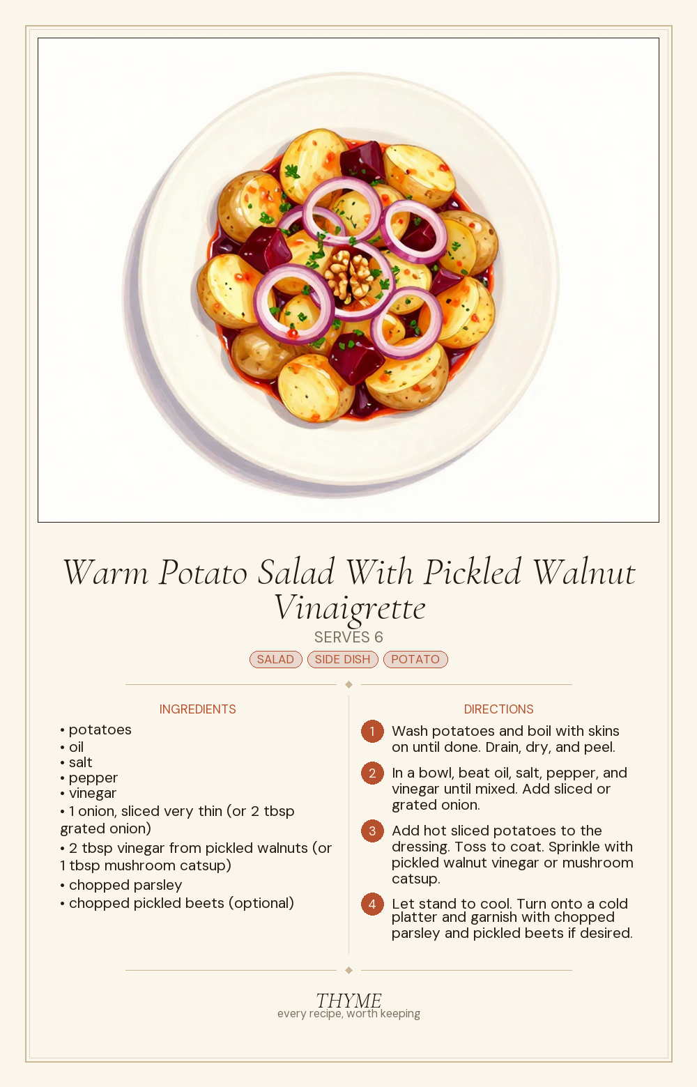 Warm Potato Salad With Pickled Walnut Vinaigrette