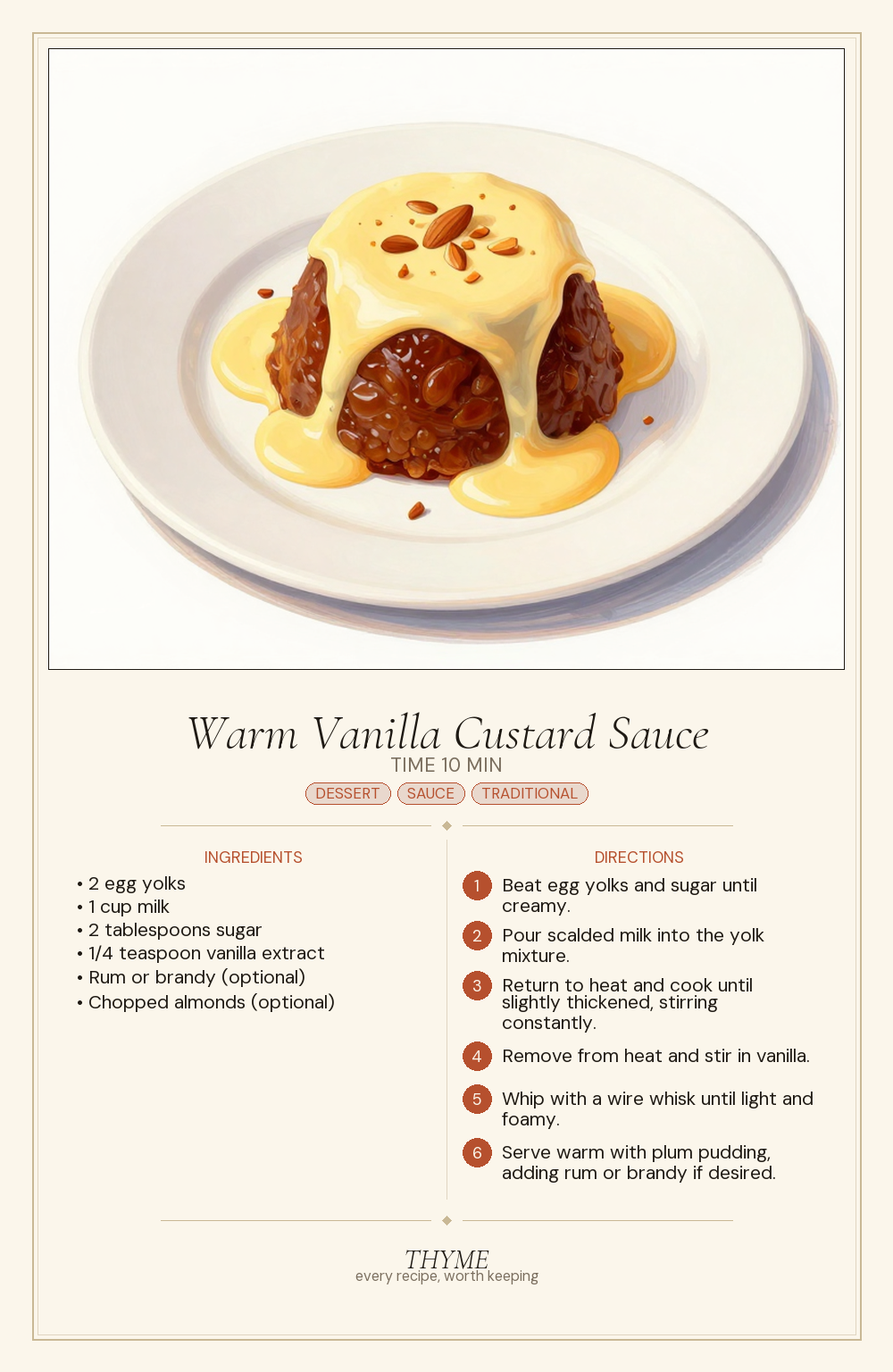 Warm Vanilla Custard Sauce