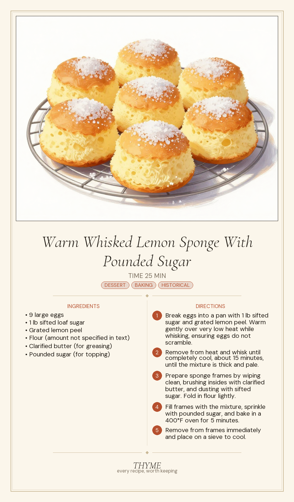 Warm Whisked Lemon Sponge With Pounded Sugar