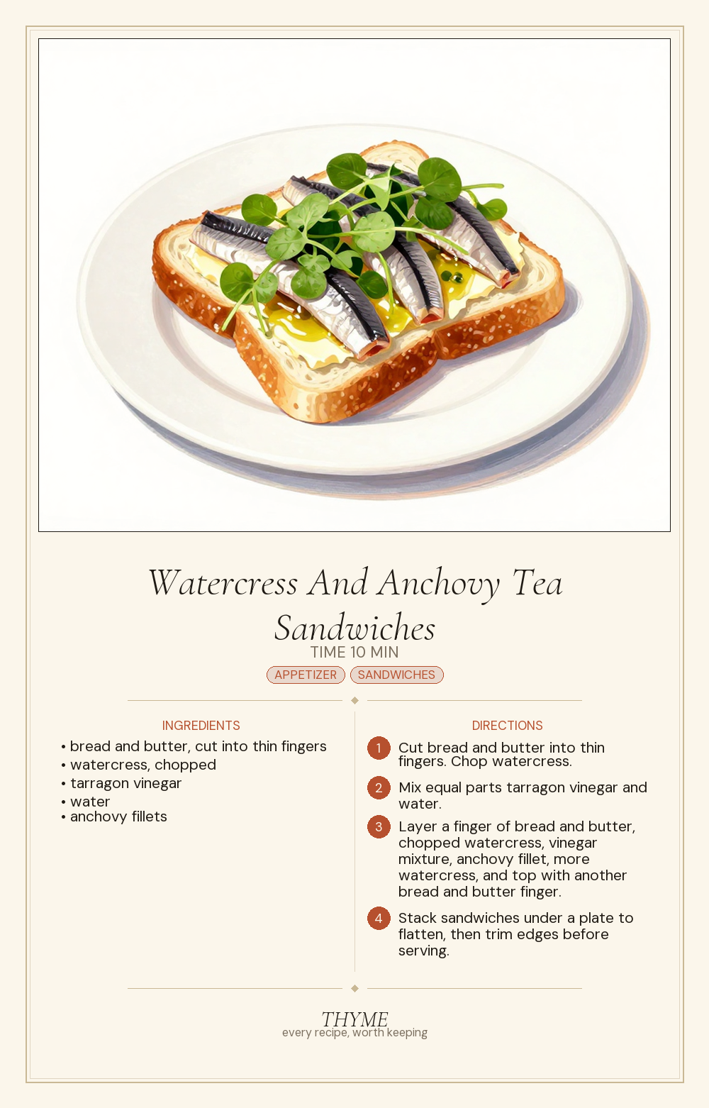 Watercress And Anchovy Tea Sandwiches