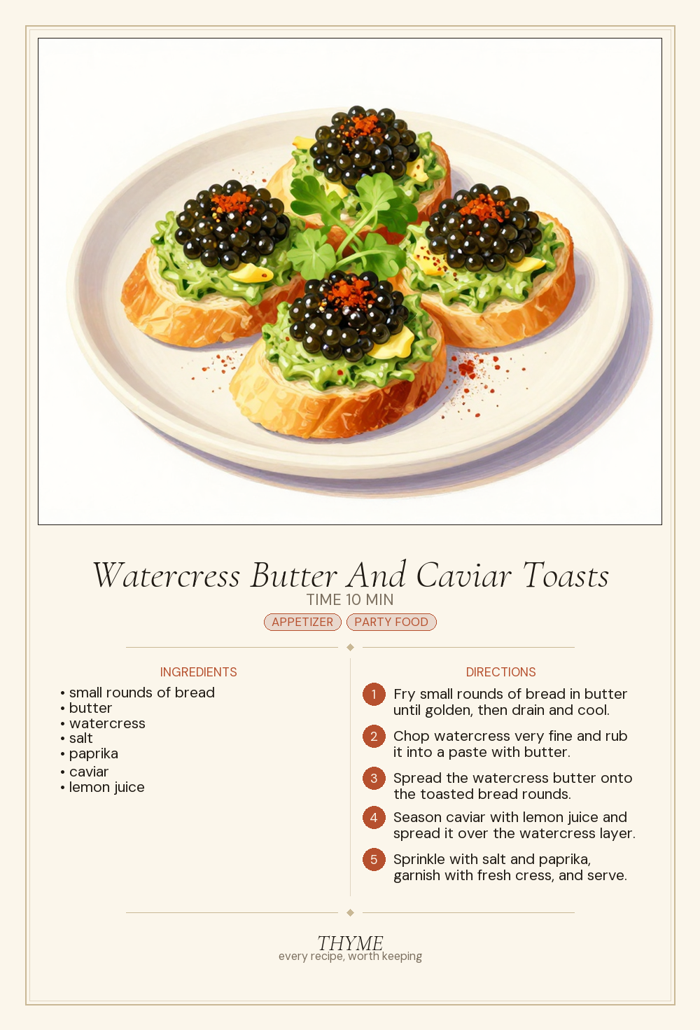 Watercress Butter And Caviar Toasts