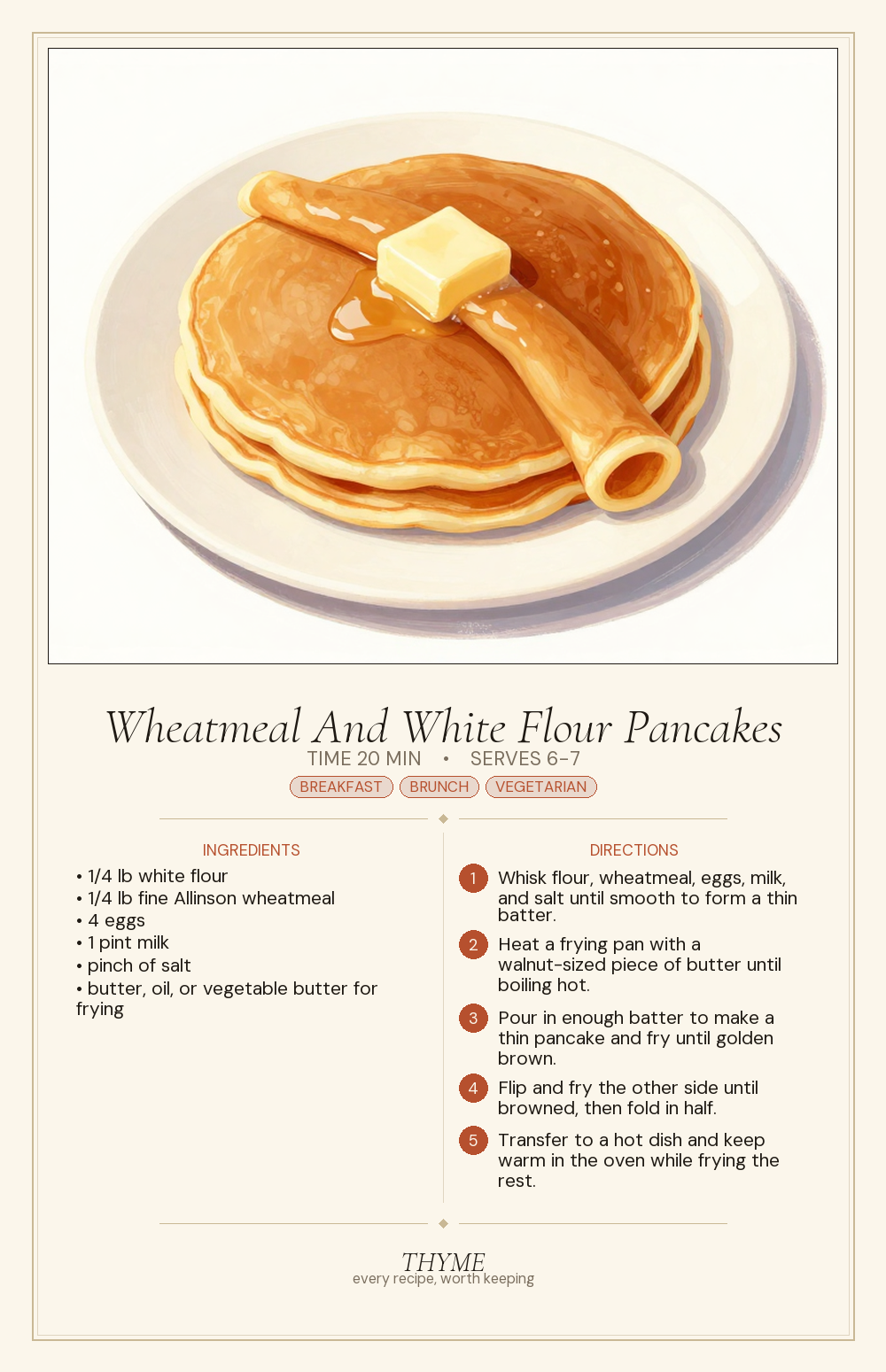 Wheatmeal And White Flour Pancakes