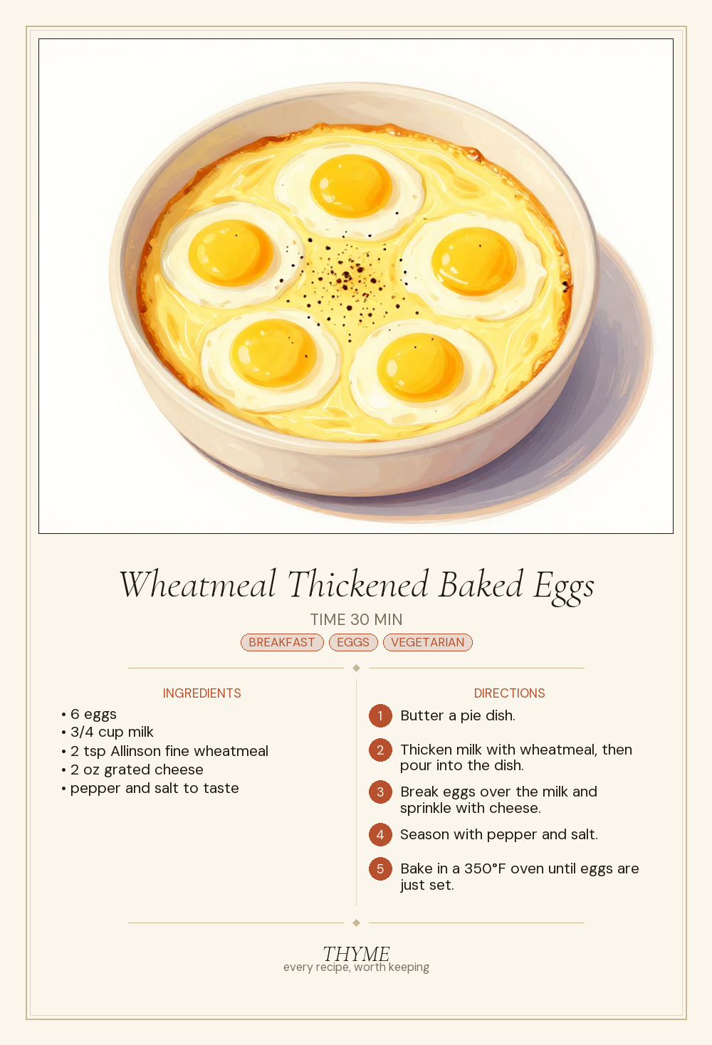 Wheatmeal Thickened Baked Eggs