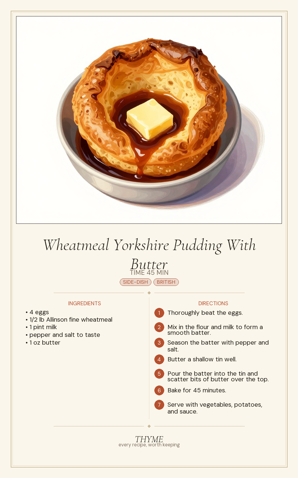 Wheatmeal Yorkshire Pudding With Butter