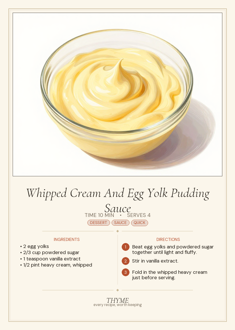 Whipped Cream And Egg Yolk Pudding Sauce
