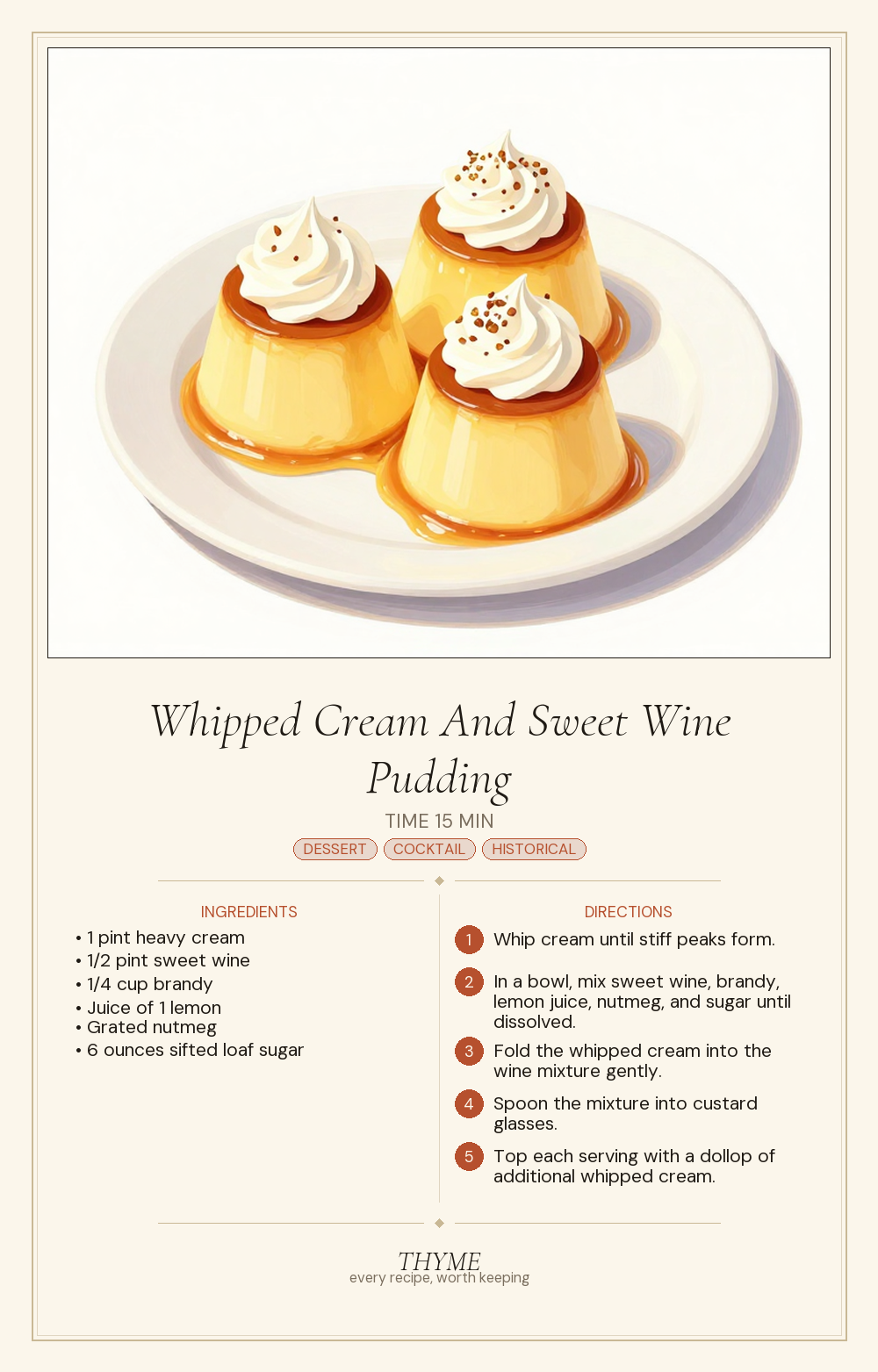 Whipped Cream And Sweet Wine Pudding