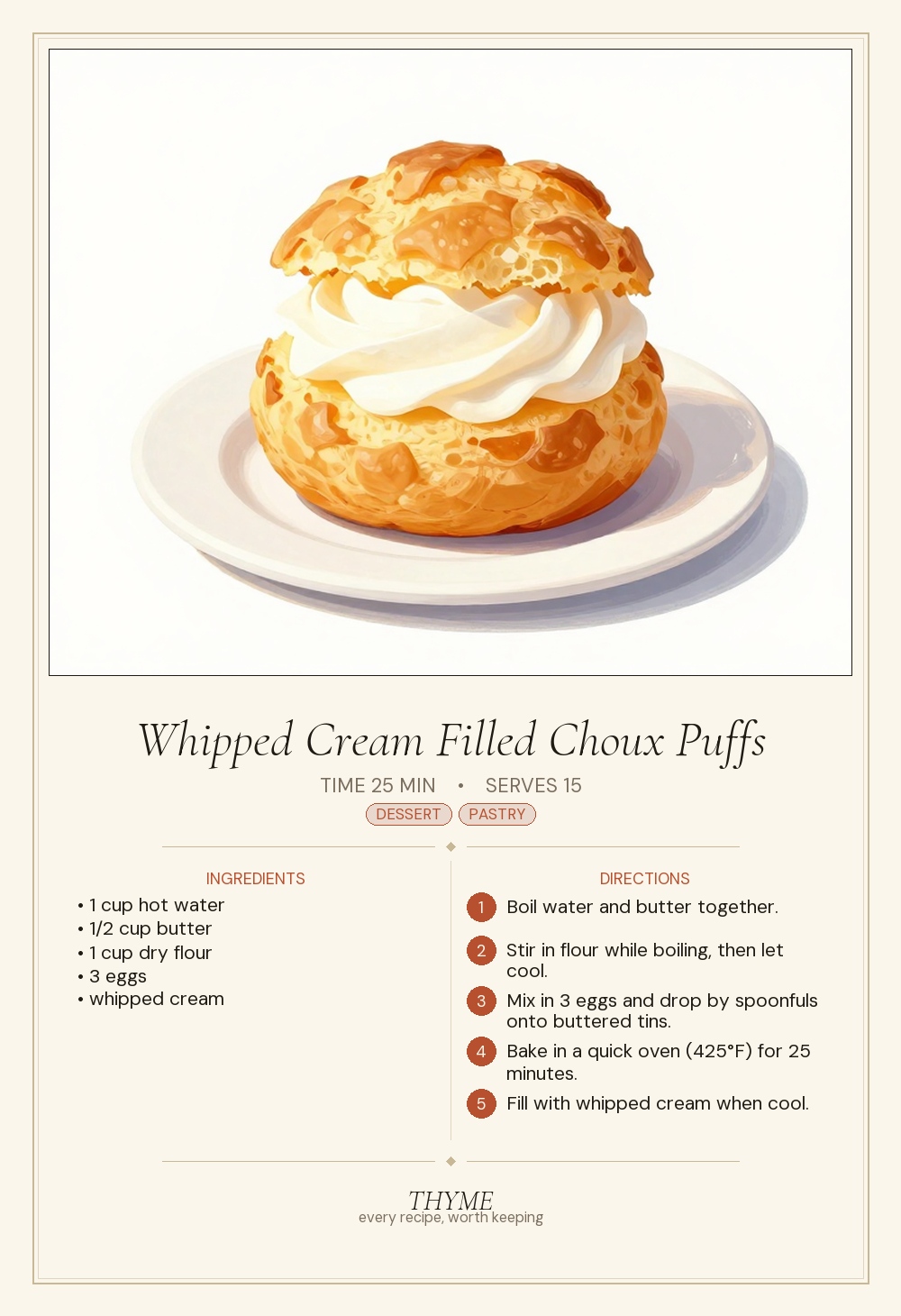 Whipped Cream Filled Choux Puffs