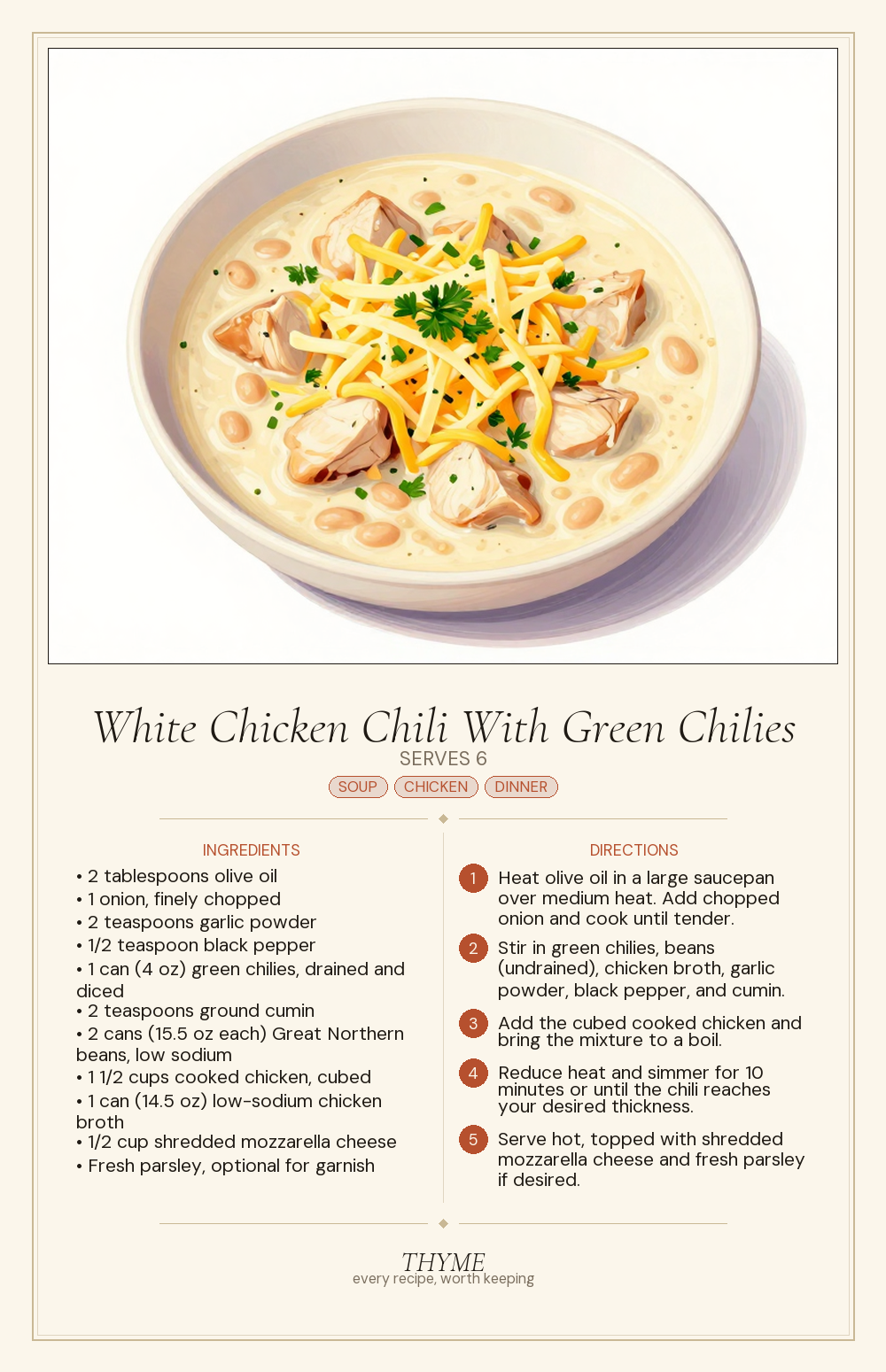 White Chicken Chili With Green Chilies