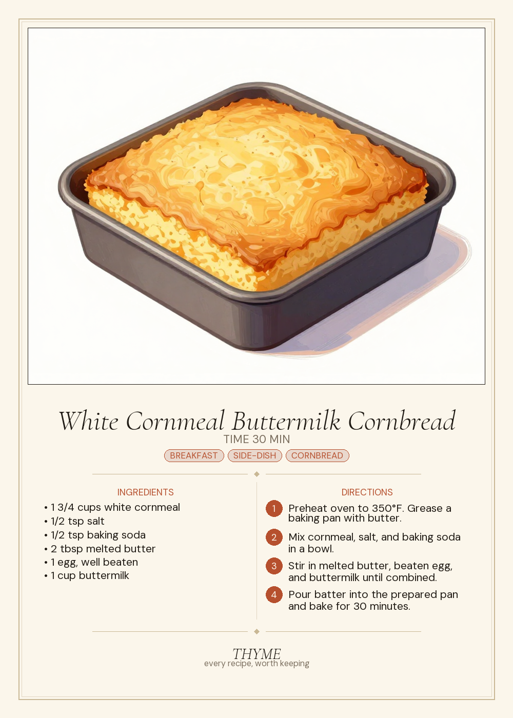 White Cornmeal Buttermilk Cornbread