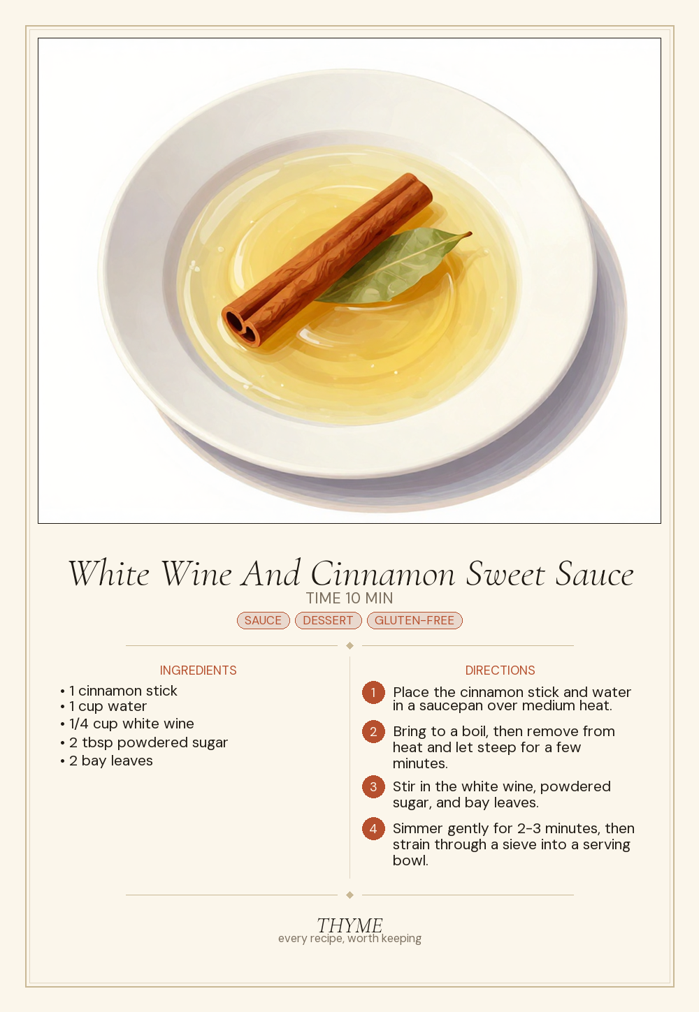 White Wine And Cinnamon Sweet Sauce