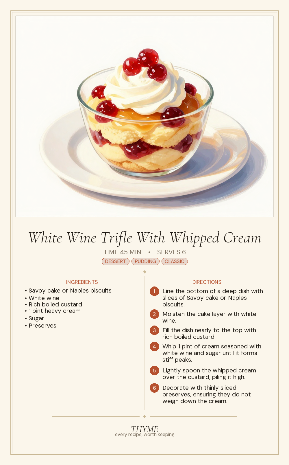 White Wine Trifle With Whipped Cream