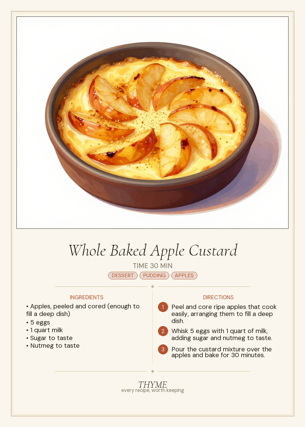 Whole Baked Apple Custard