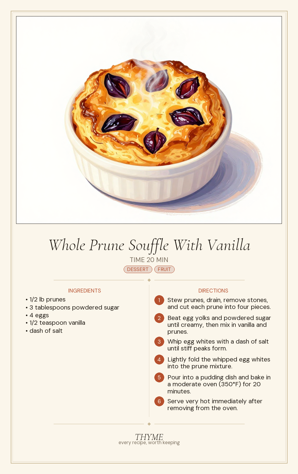 Whole Prune Souffle With Vanilla