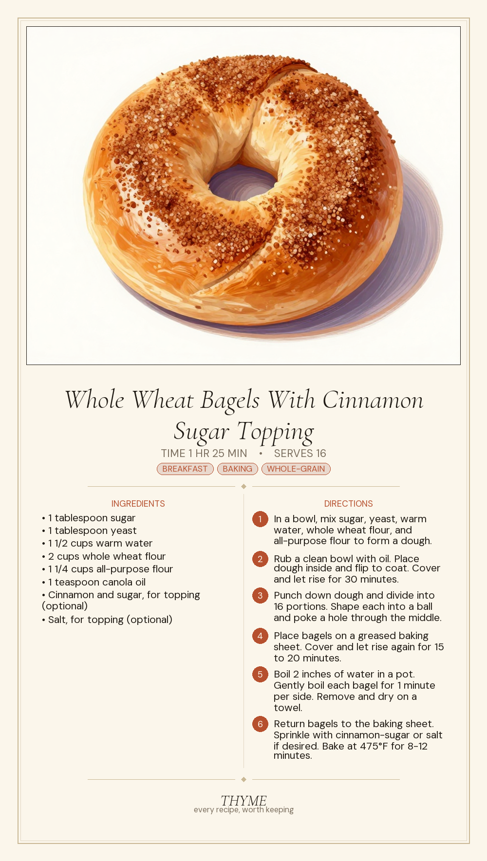 Whole Wheat Bagels With Cinnamon Sugar Topping