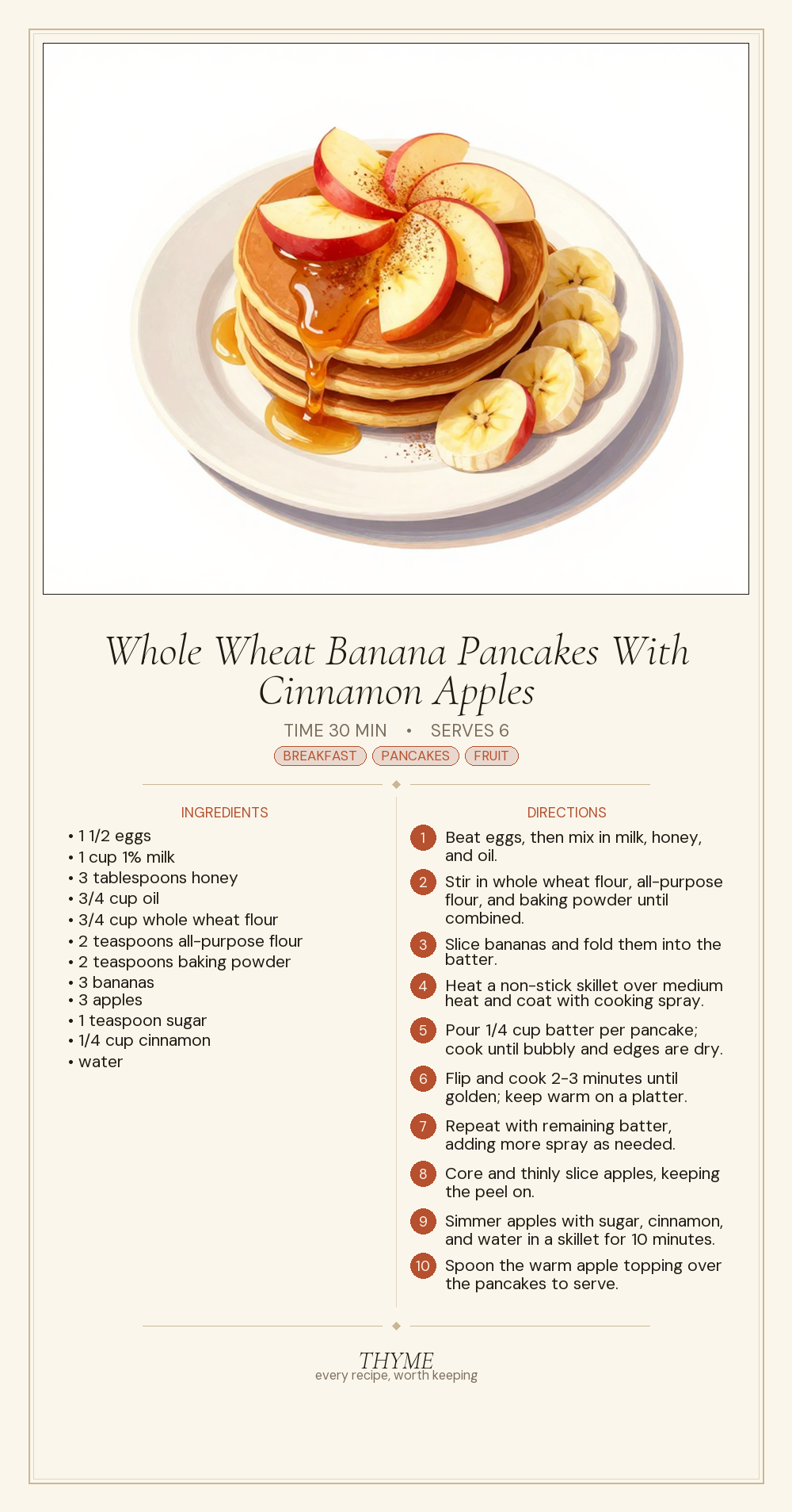 Whole Wheat Banana Pancakes With Cinnamon Apples