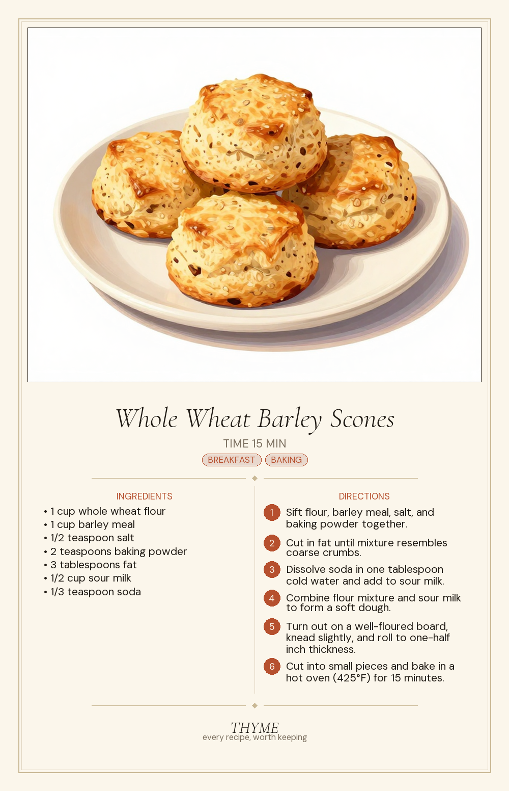 Whole Wheat Barley Scones