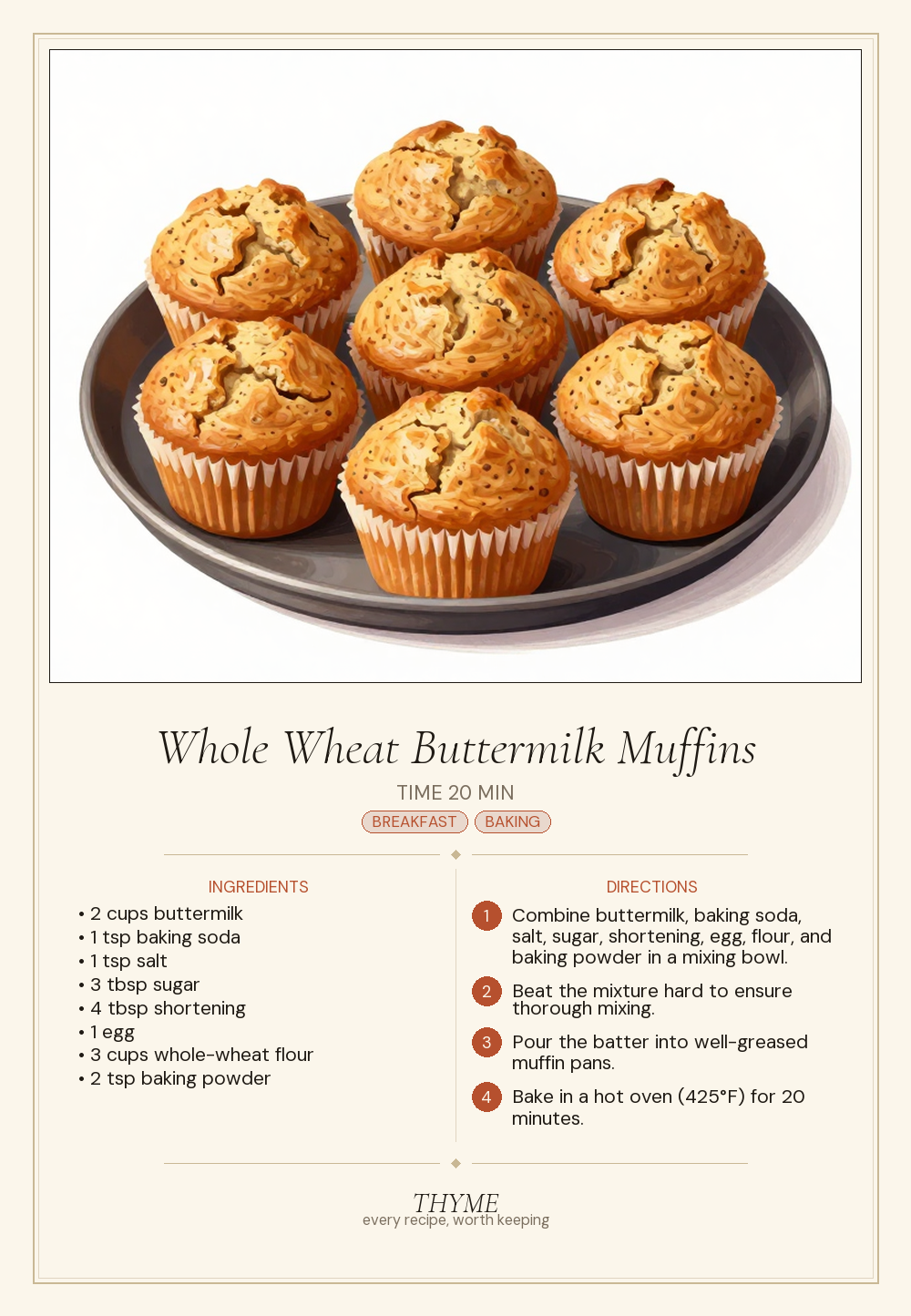 Whole Wheat Buttermilk Muffins