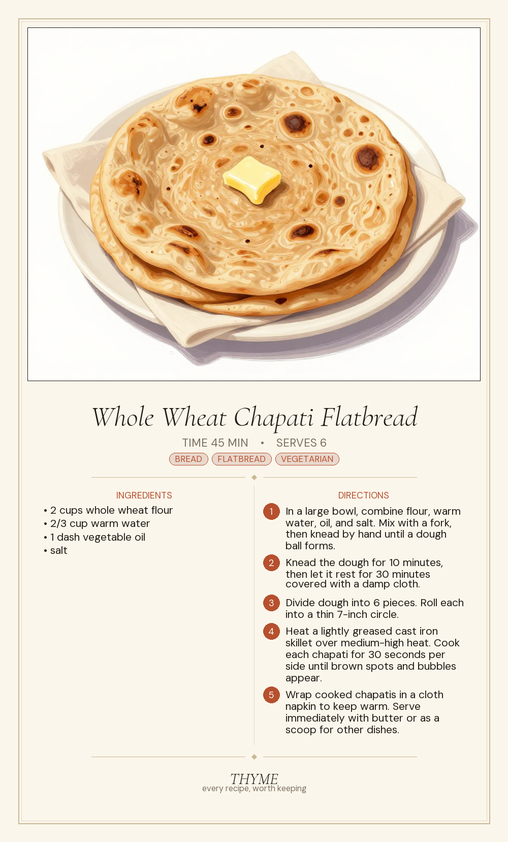 Whole Wheat Chapati Flatbread
