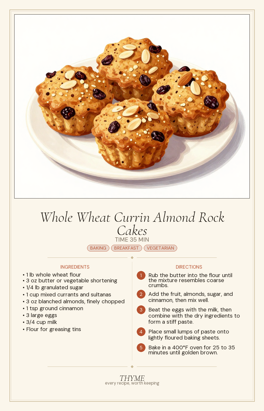 Whole Wheat Currin Almond Rock Cakes