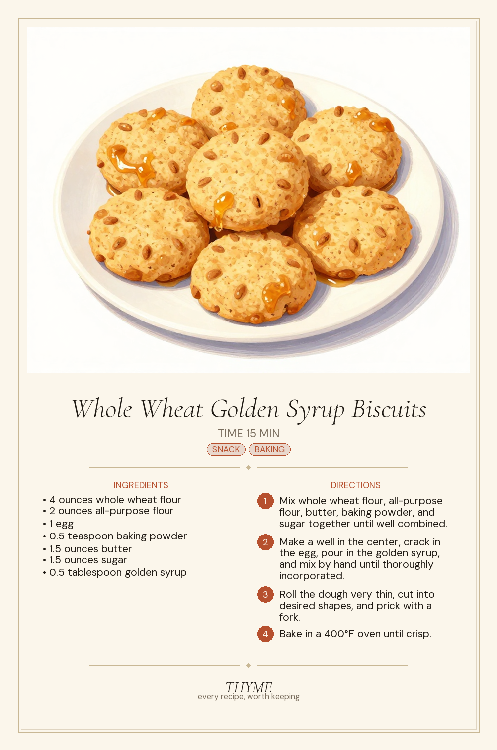 Whole Wheat Golden Syrup Biscuits