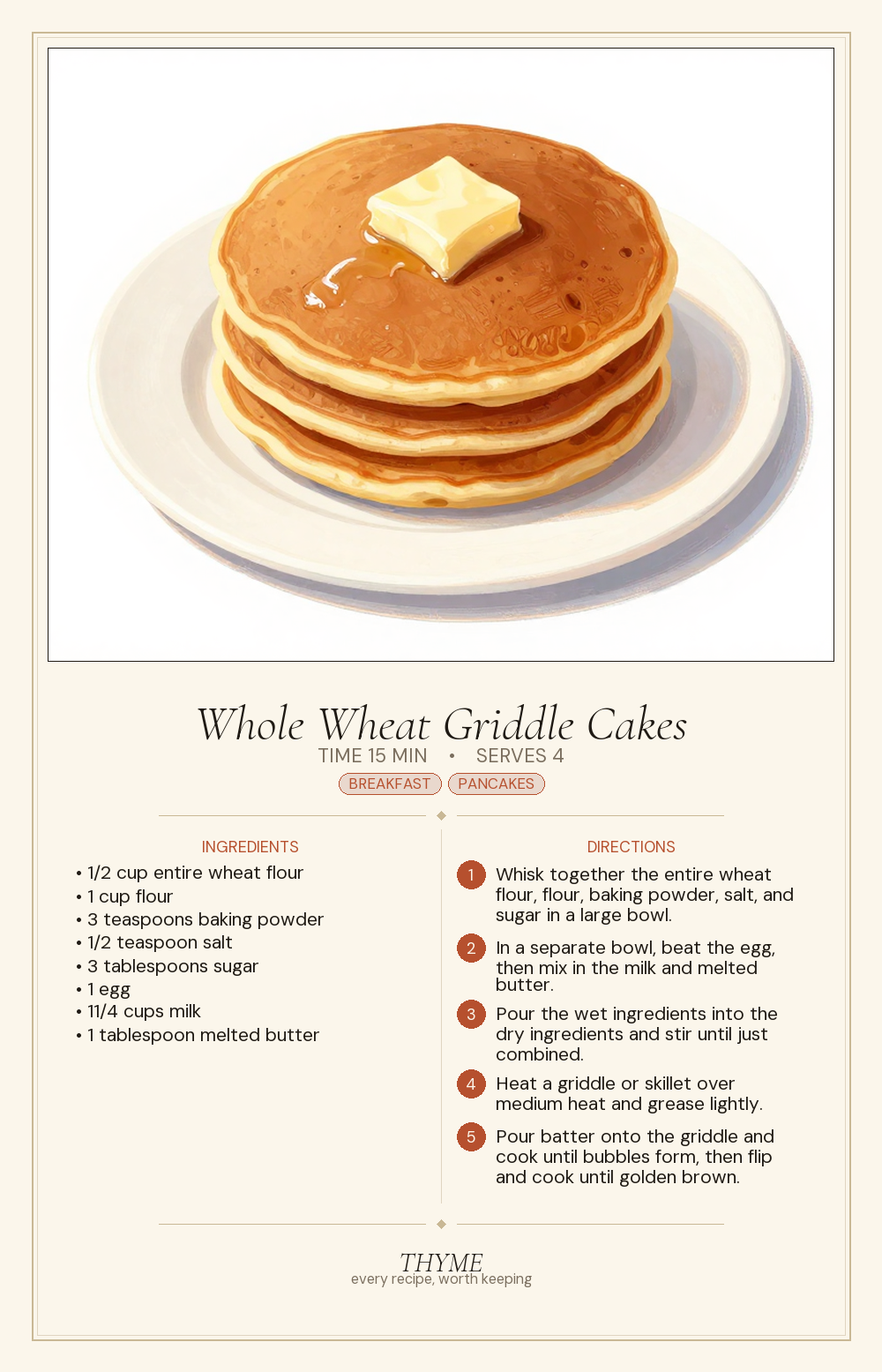 Whole Wheat Griddle Cakes