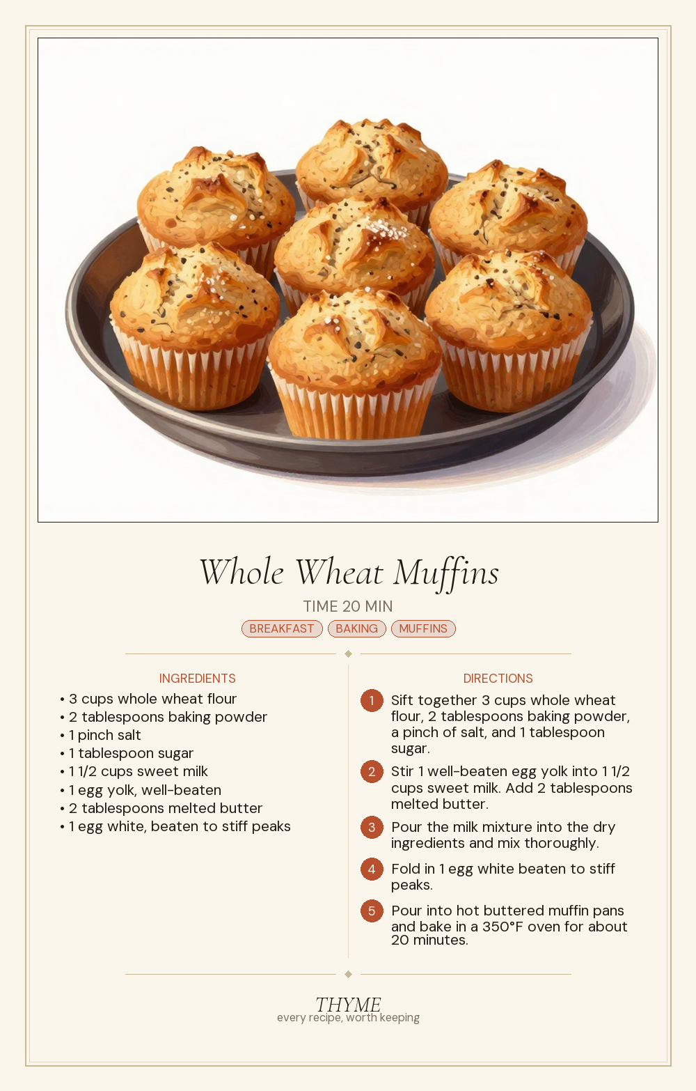 Whole Wheat Muffins