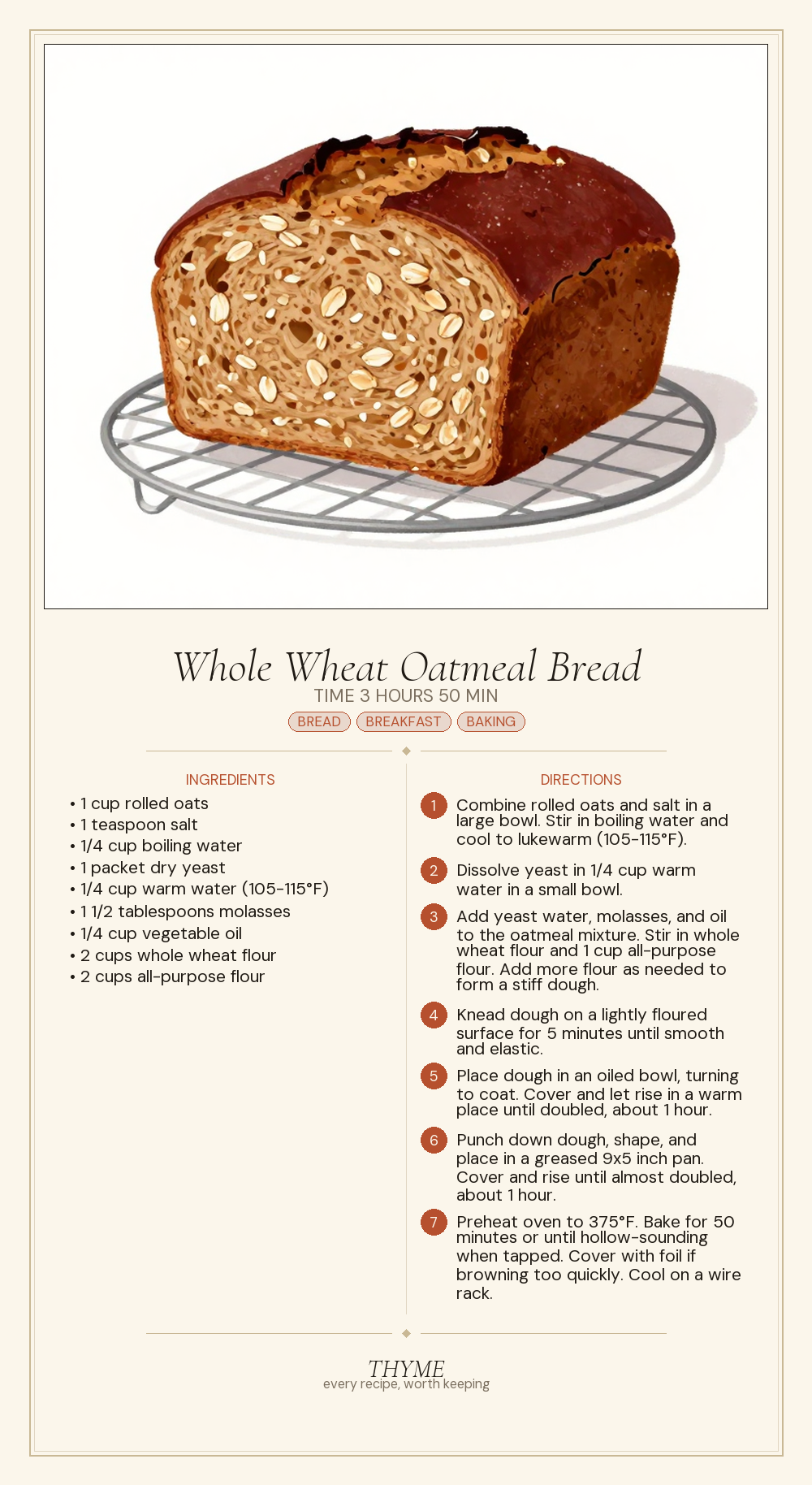Whole Wheat Oatmeal Bread