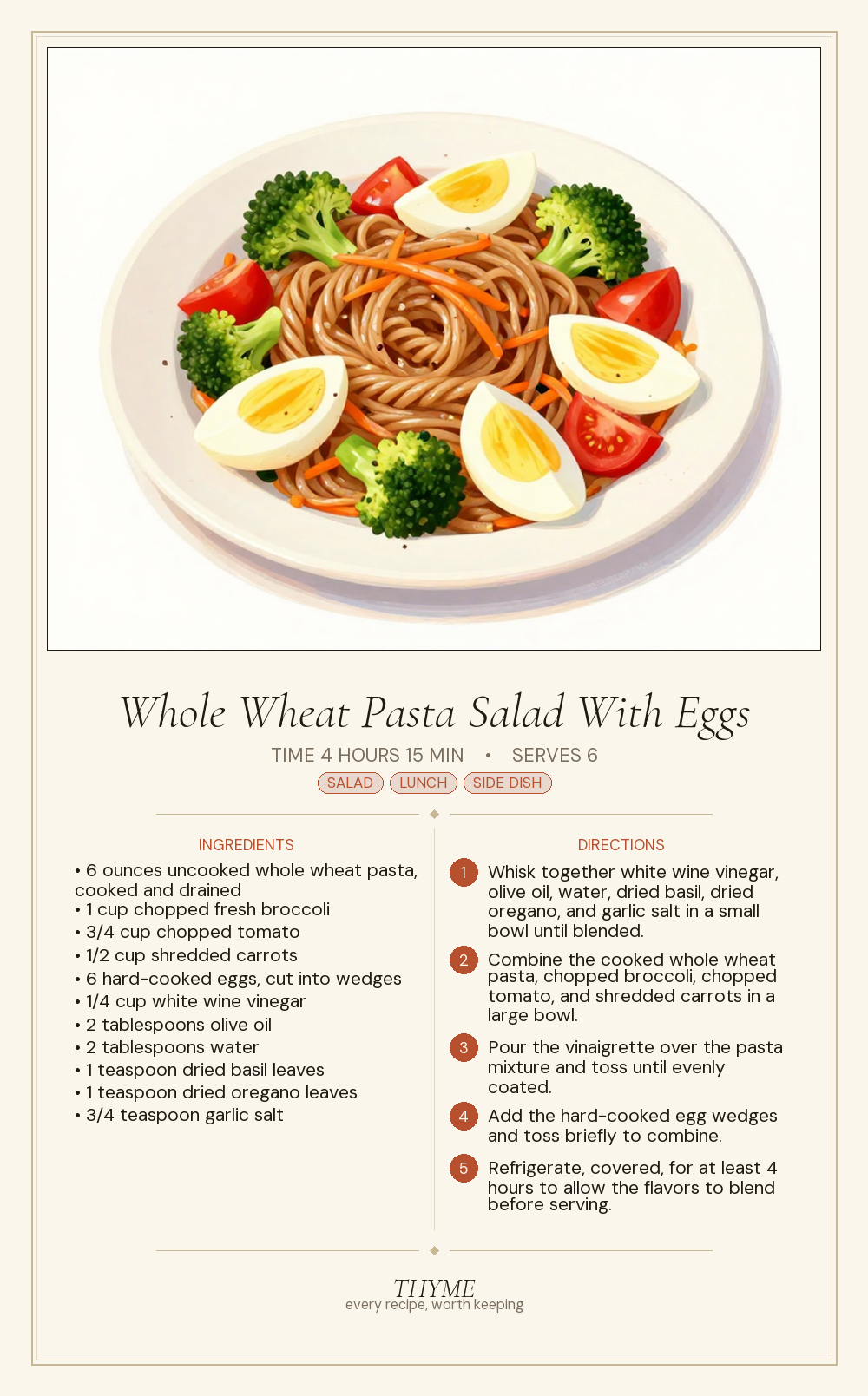 Whole Wheat Pasta Salad With Eggs