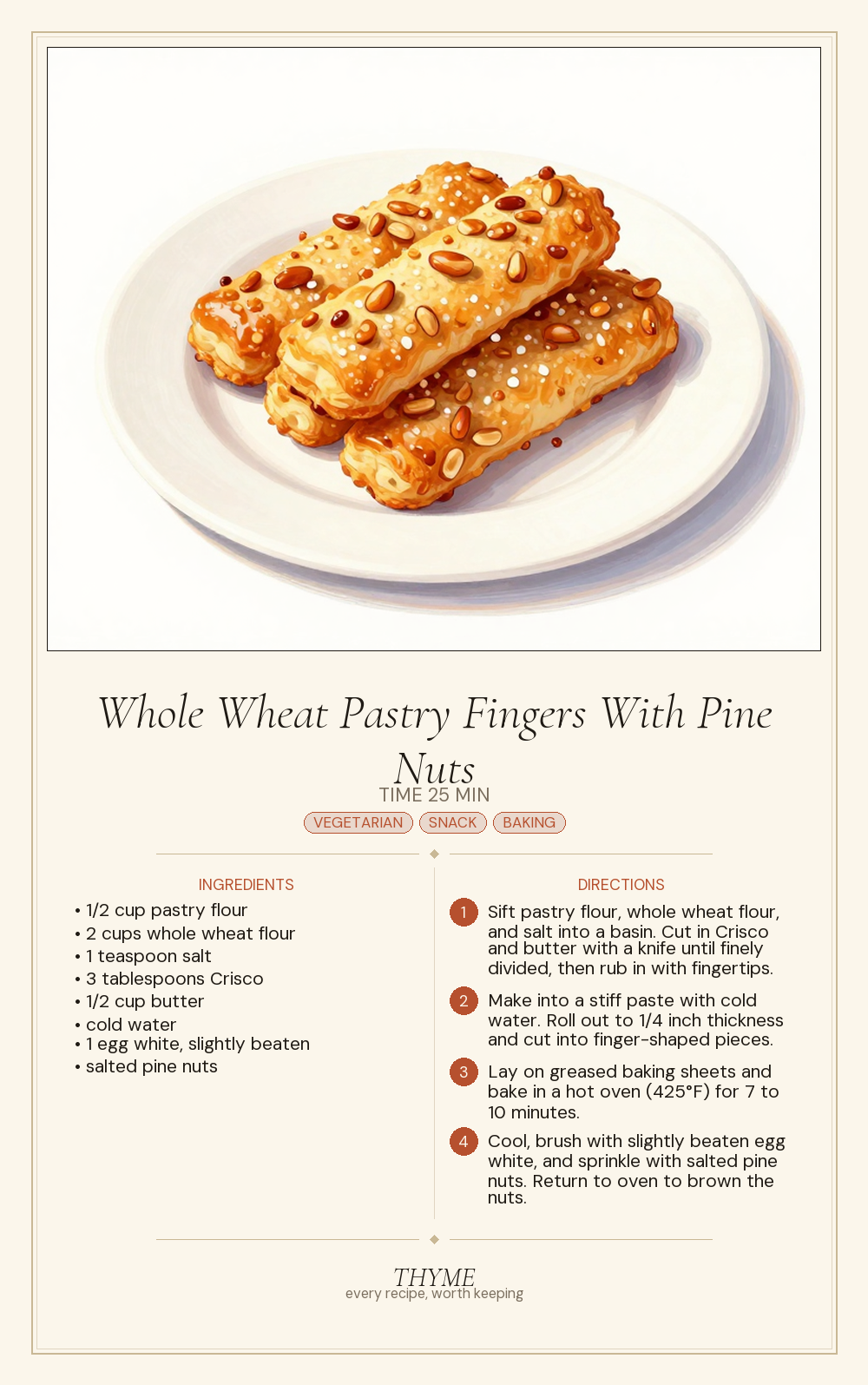 Whole Wheat Pastry Fingers With Pine Nuts