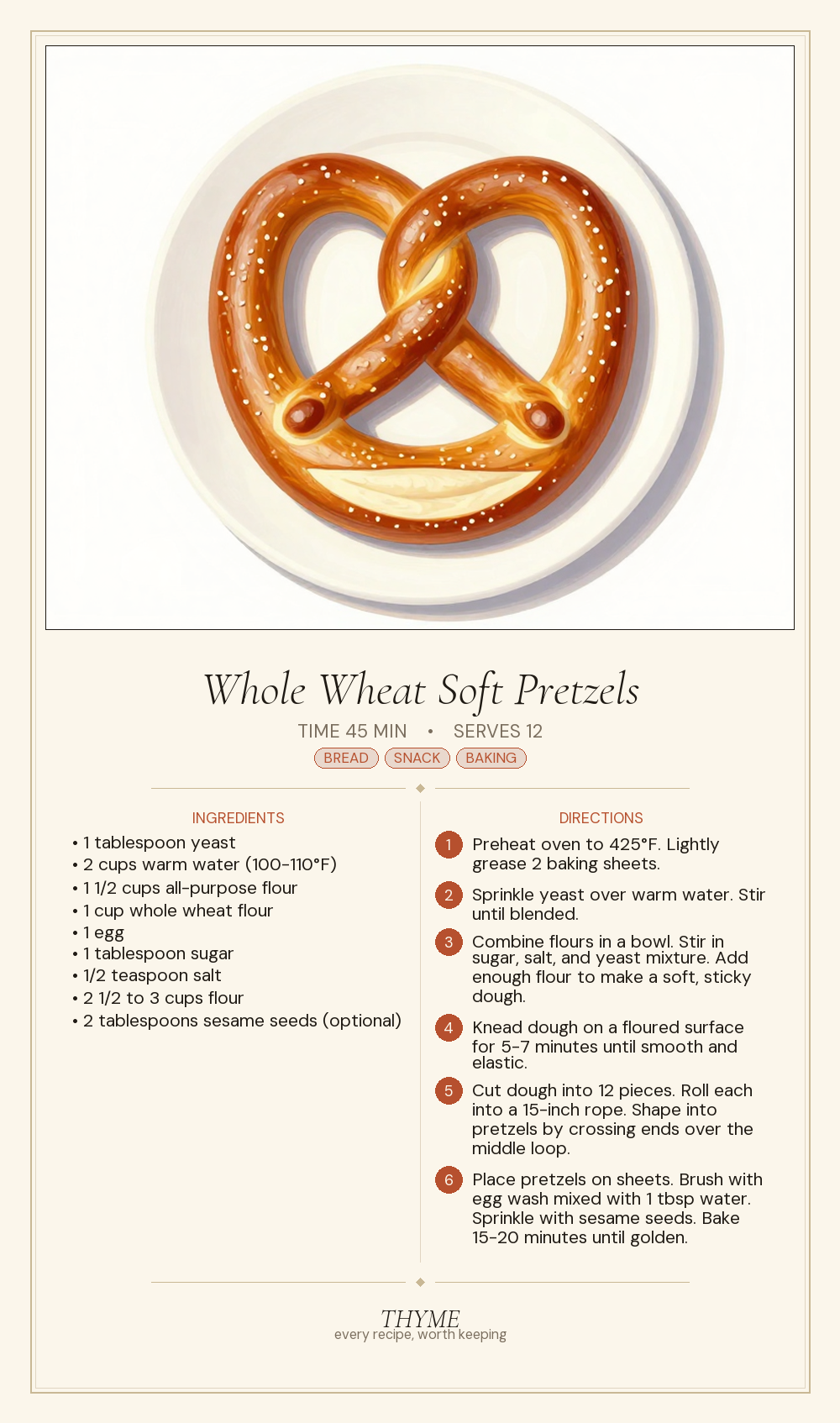 Whole Wheat Soft Pretzels