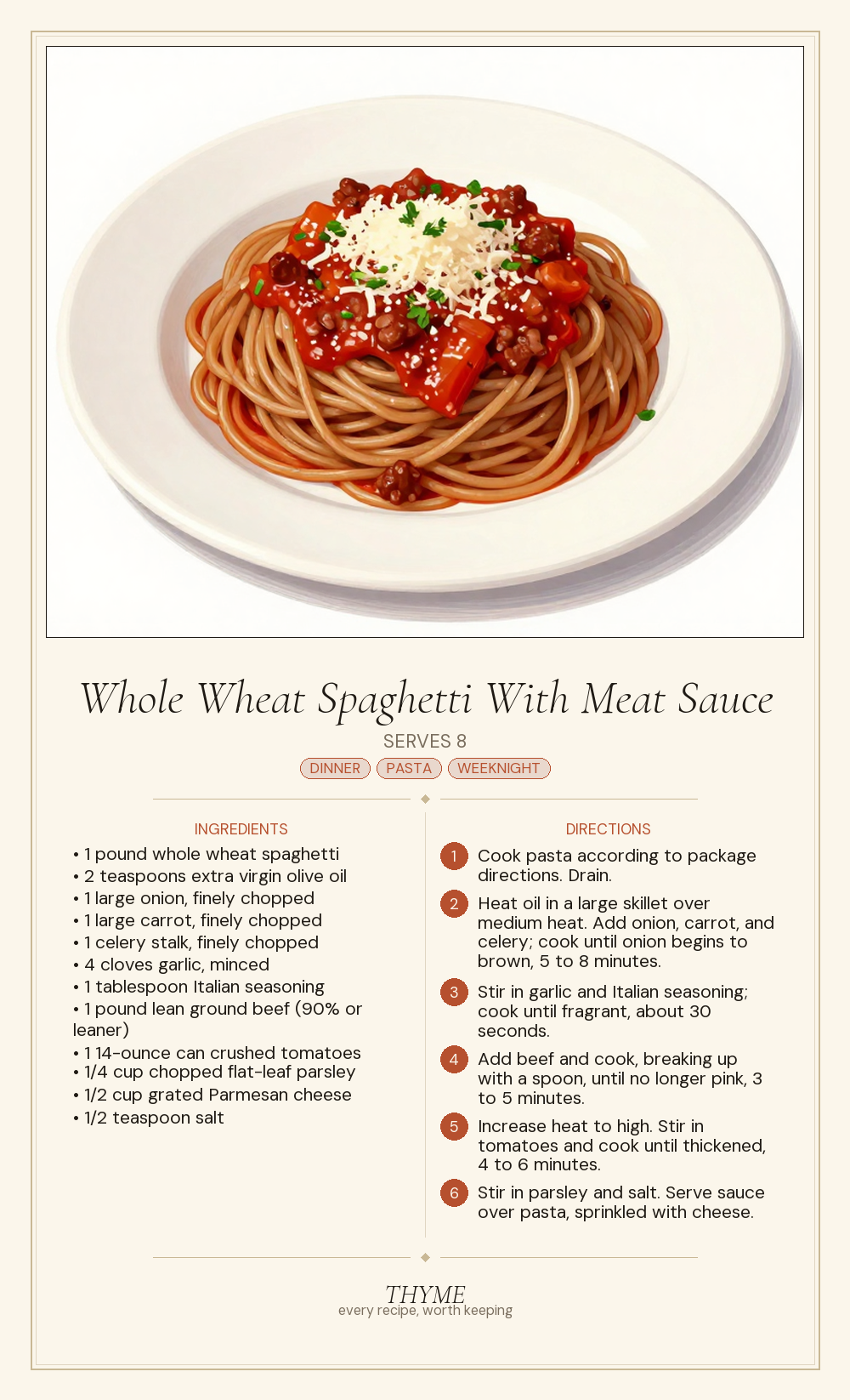 Whole Wheat Spaghetti With Meat Sauce