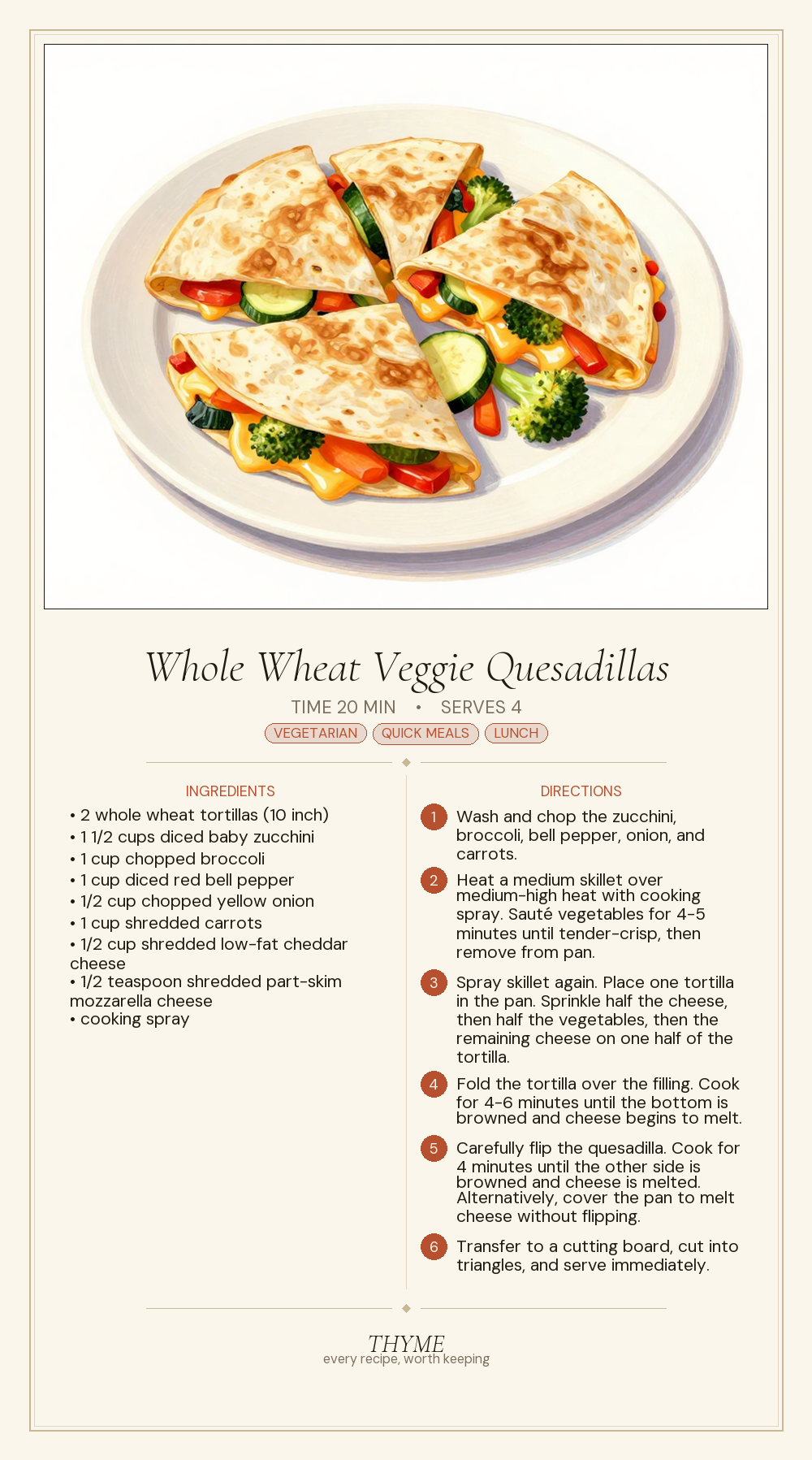 Whole Wheat Veggie Quesadillas