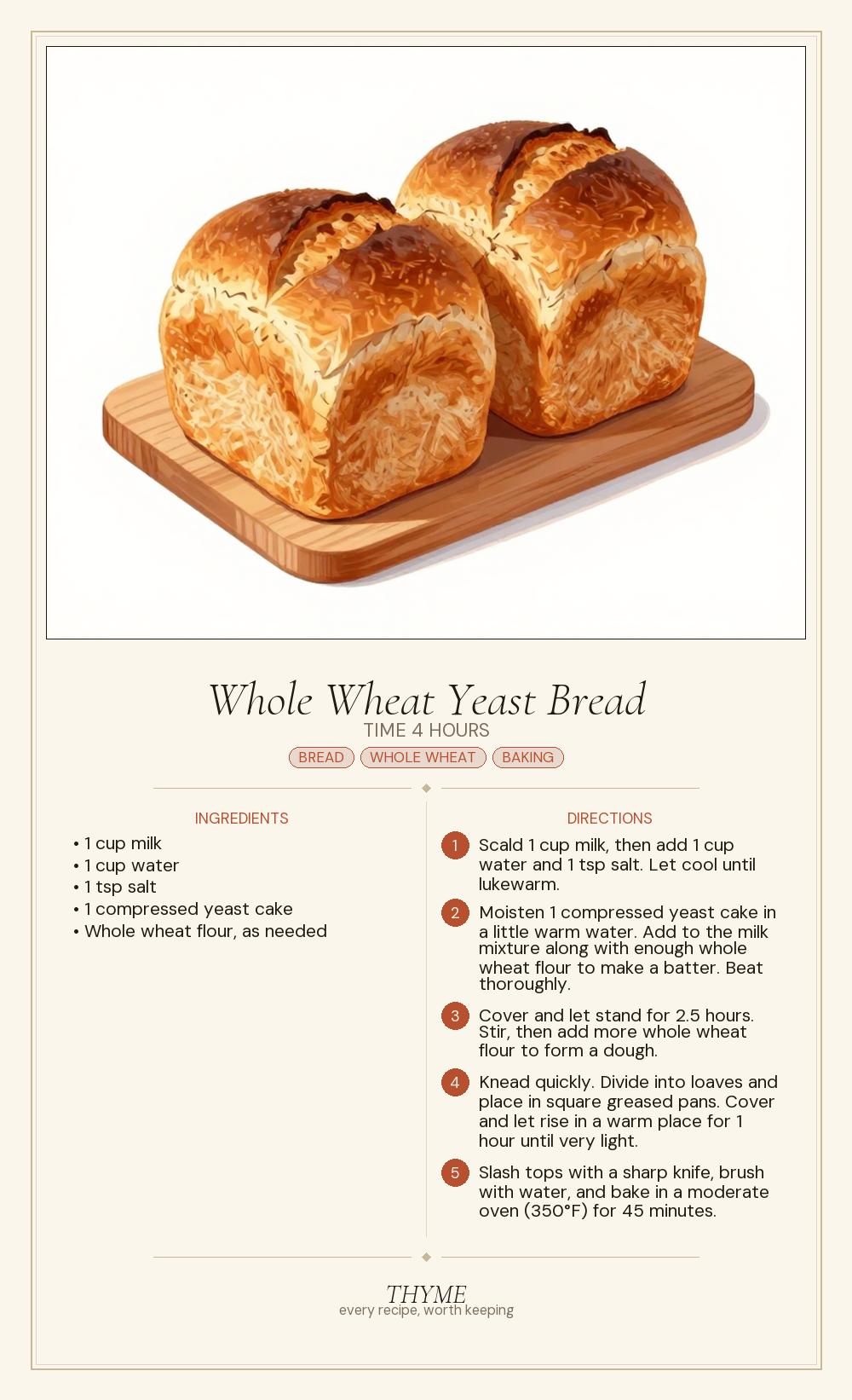 Whole Wheat Yeast Bread
