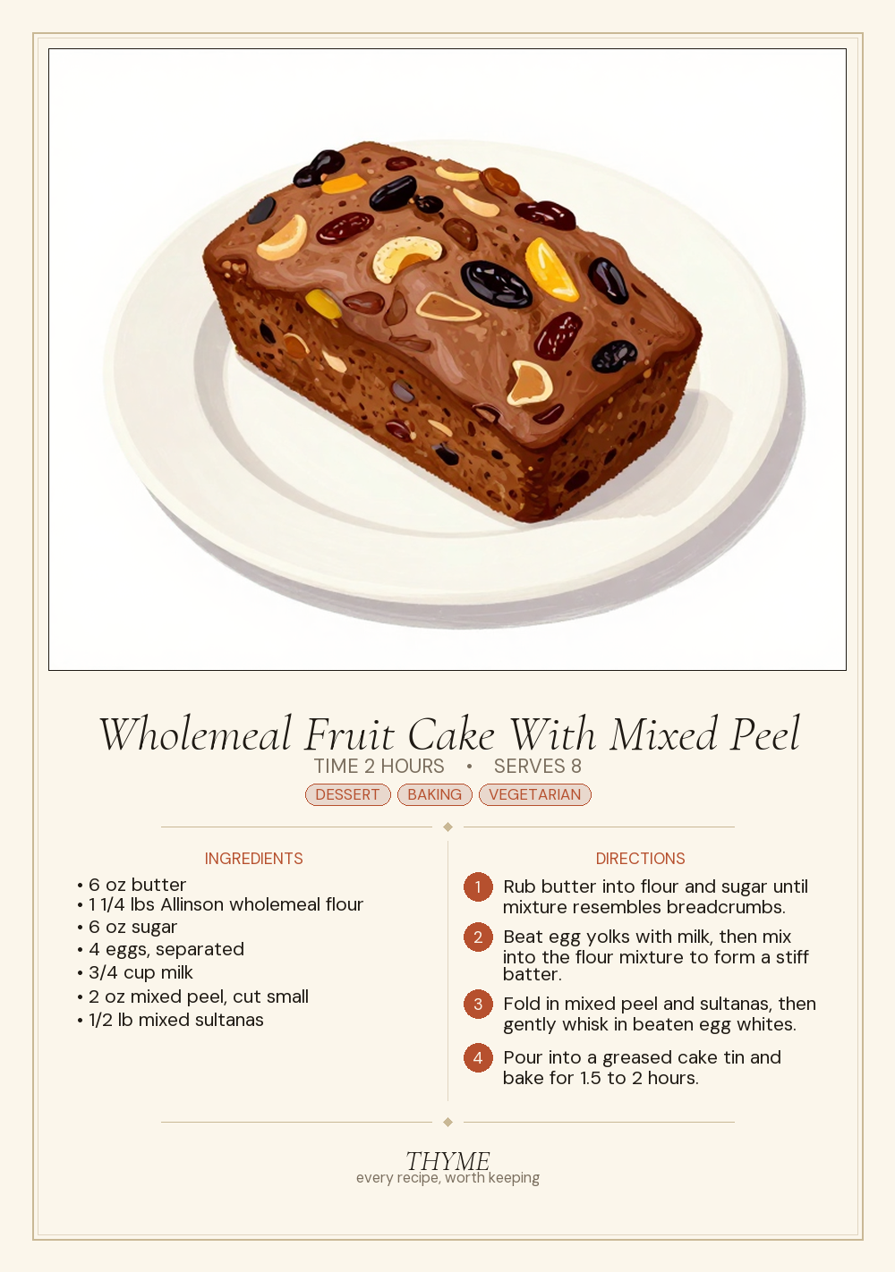 Wholemeal Fruit Cake With Mixed Peel