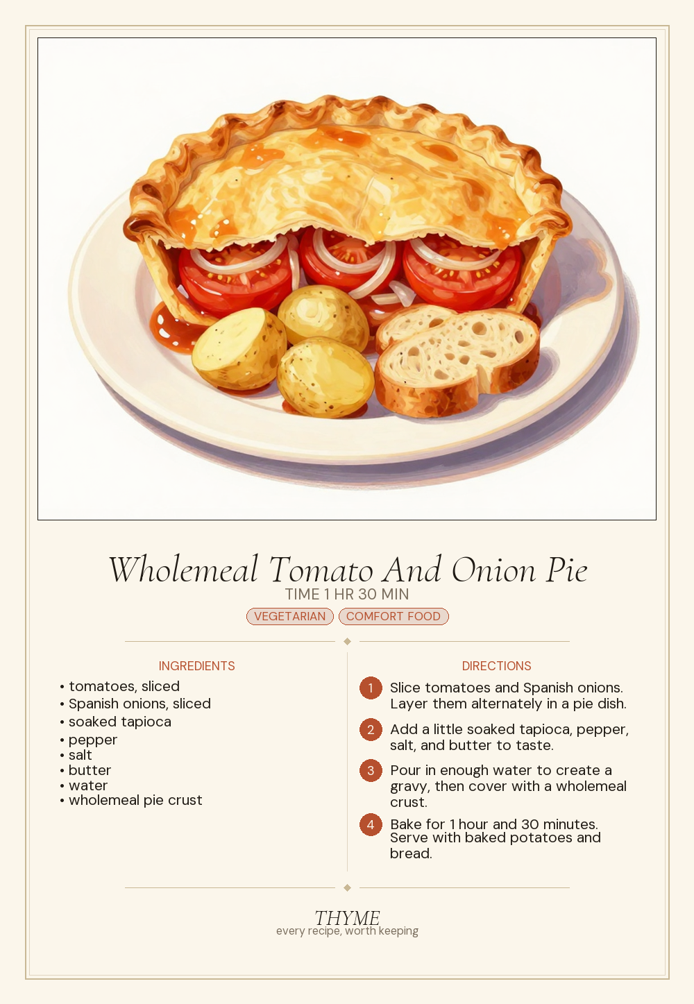 Wholemeal Tomato And Onion Pie