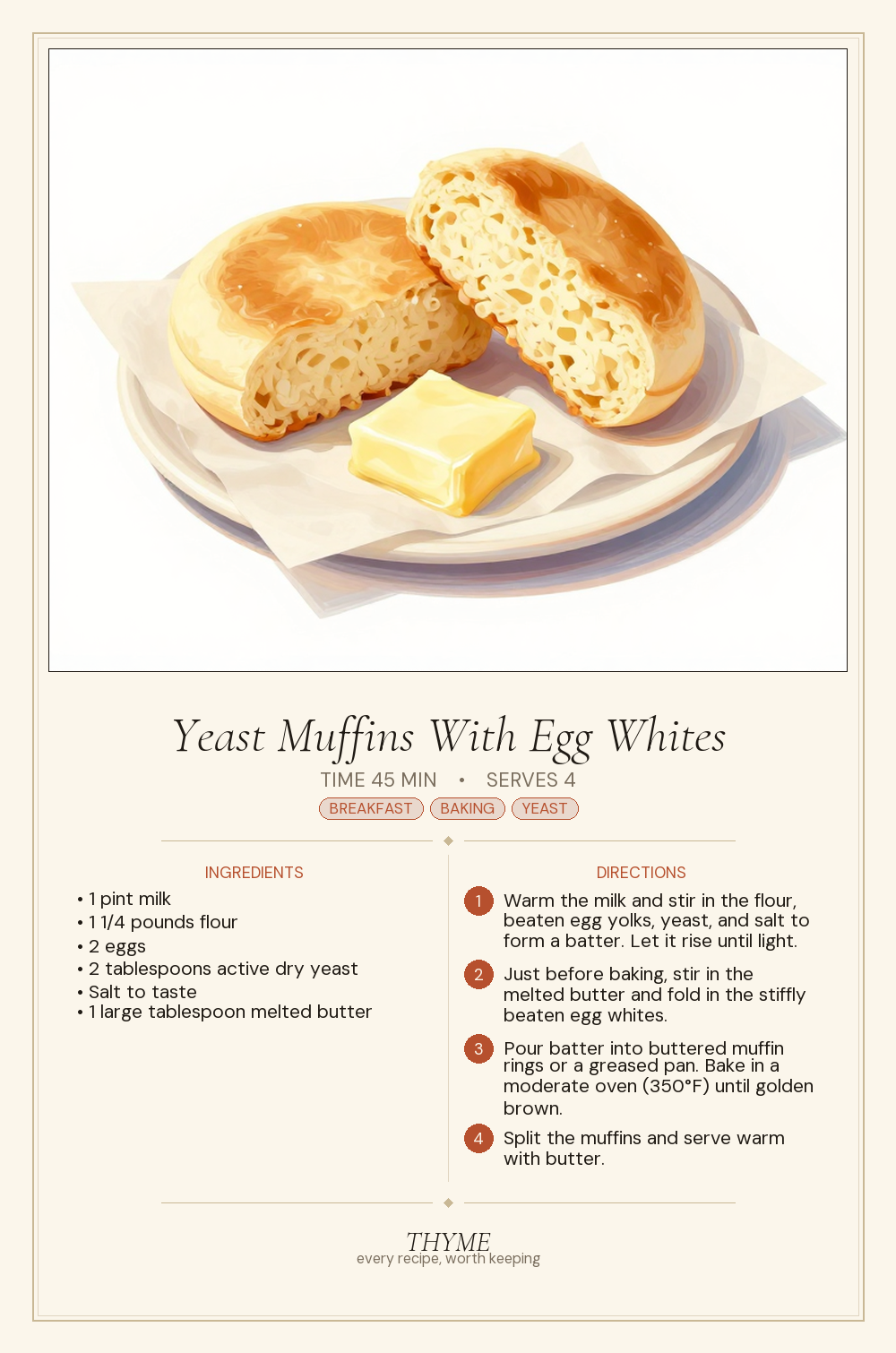 Yeast Muffins With Egg Whites