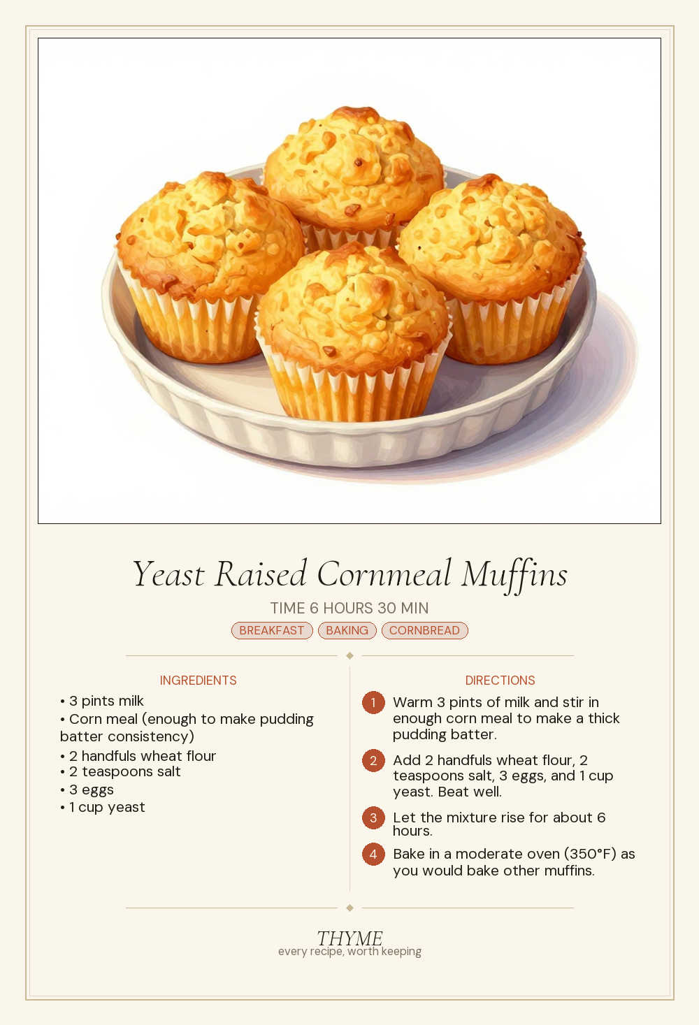 Yeast Raised Cornmeal Muffins