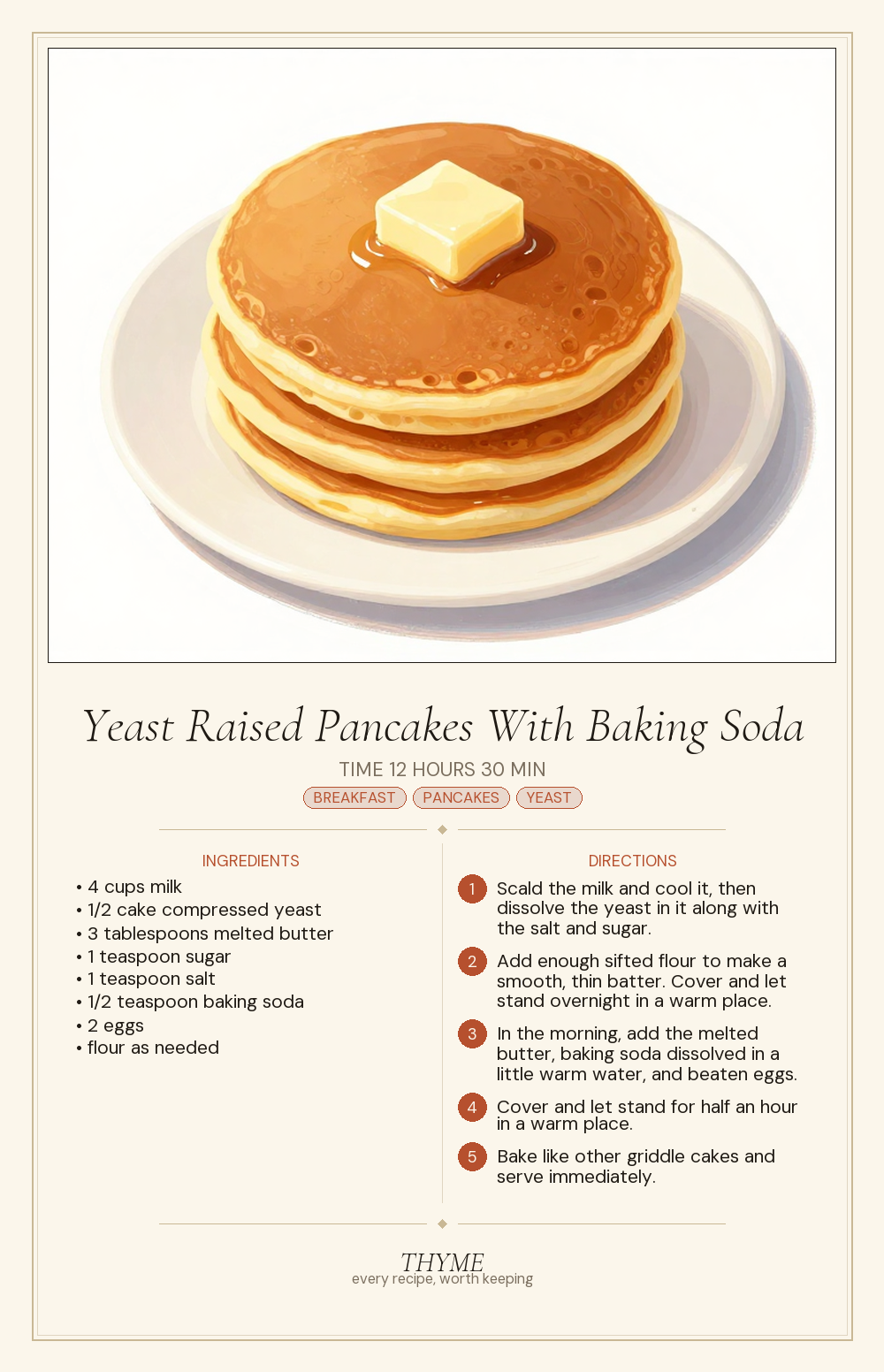 Yeast Raised Pancakes With Baking Soda