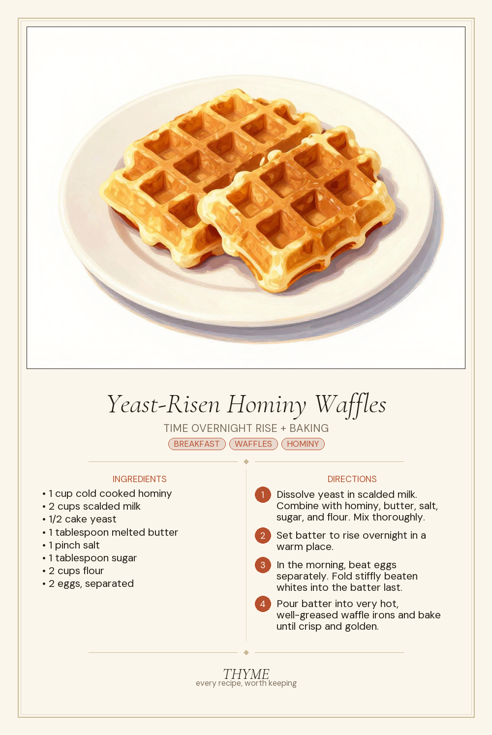 Yeast-Risen Hominy Waffles