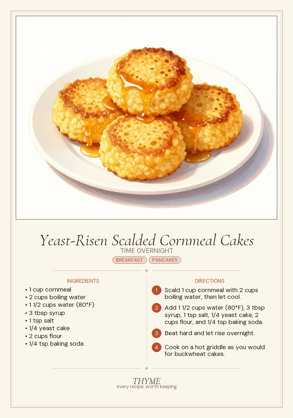 Yeast-Risen Scalded Cornmeal Cakes