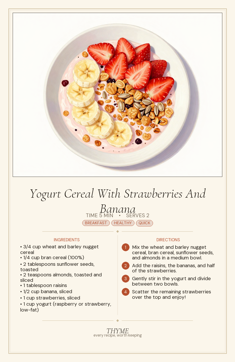 Yogurt Cereal With Strawberries And Banana