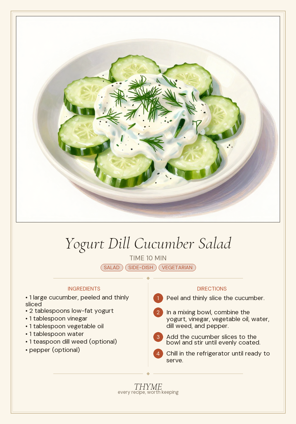 Yogurt Dill Cucumber Salad