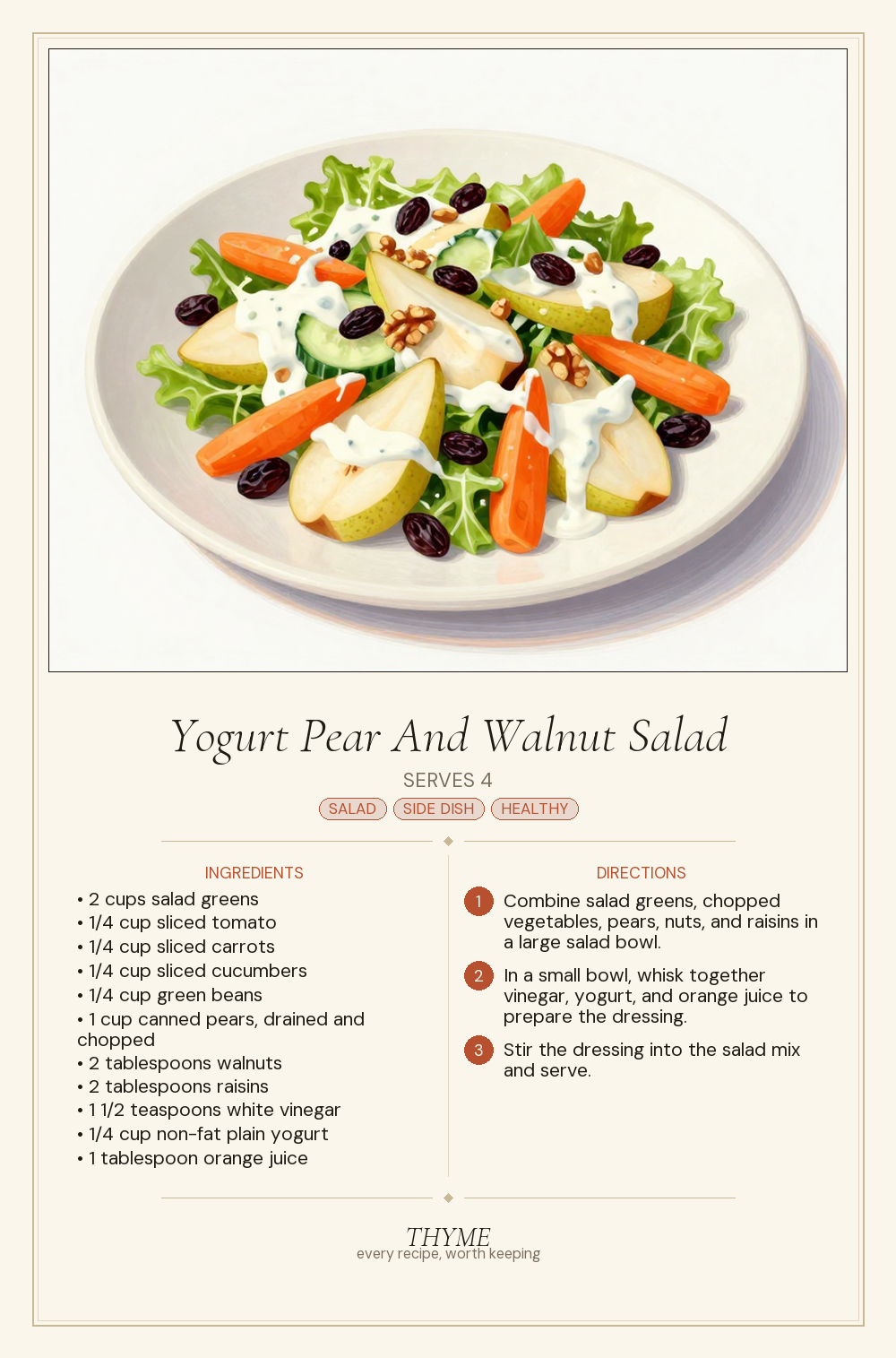 Yogurt Pear And Walnut Salad