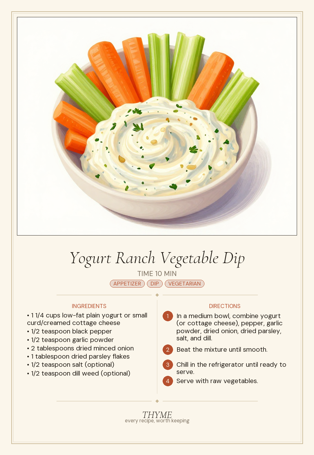 Yogurt Ranch Vegetable Dip
